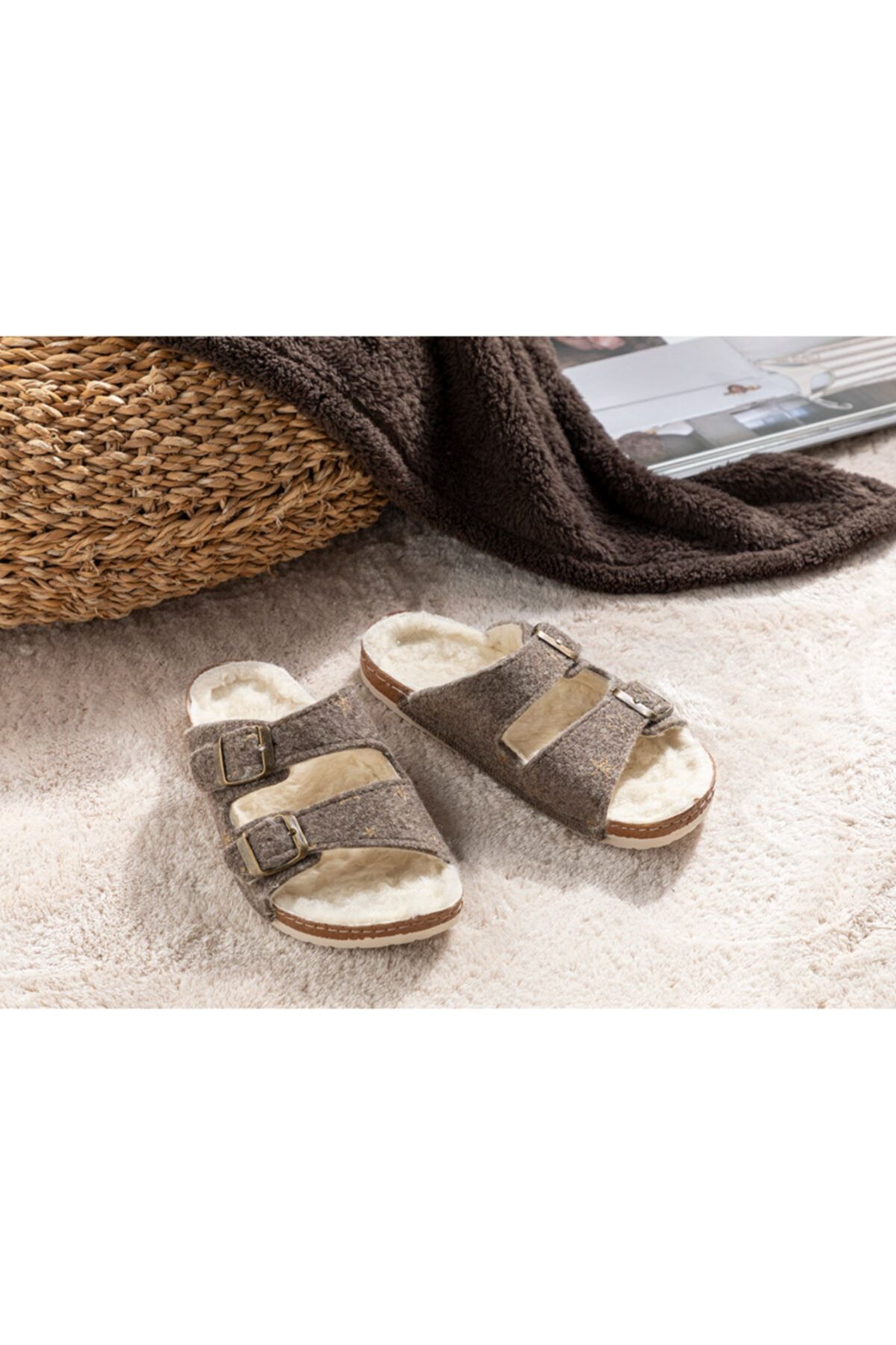 English Home Glam Stars Keçe Kadın Ev Terlığı 39 Açık Kahve