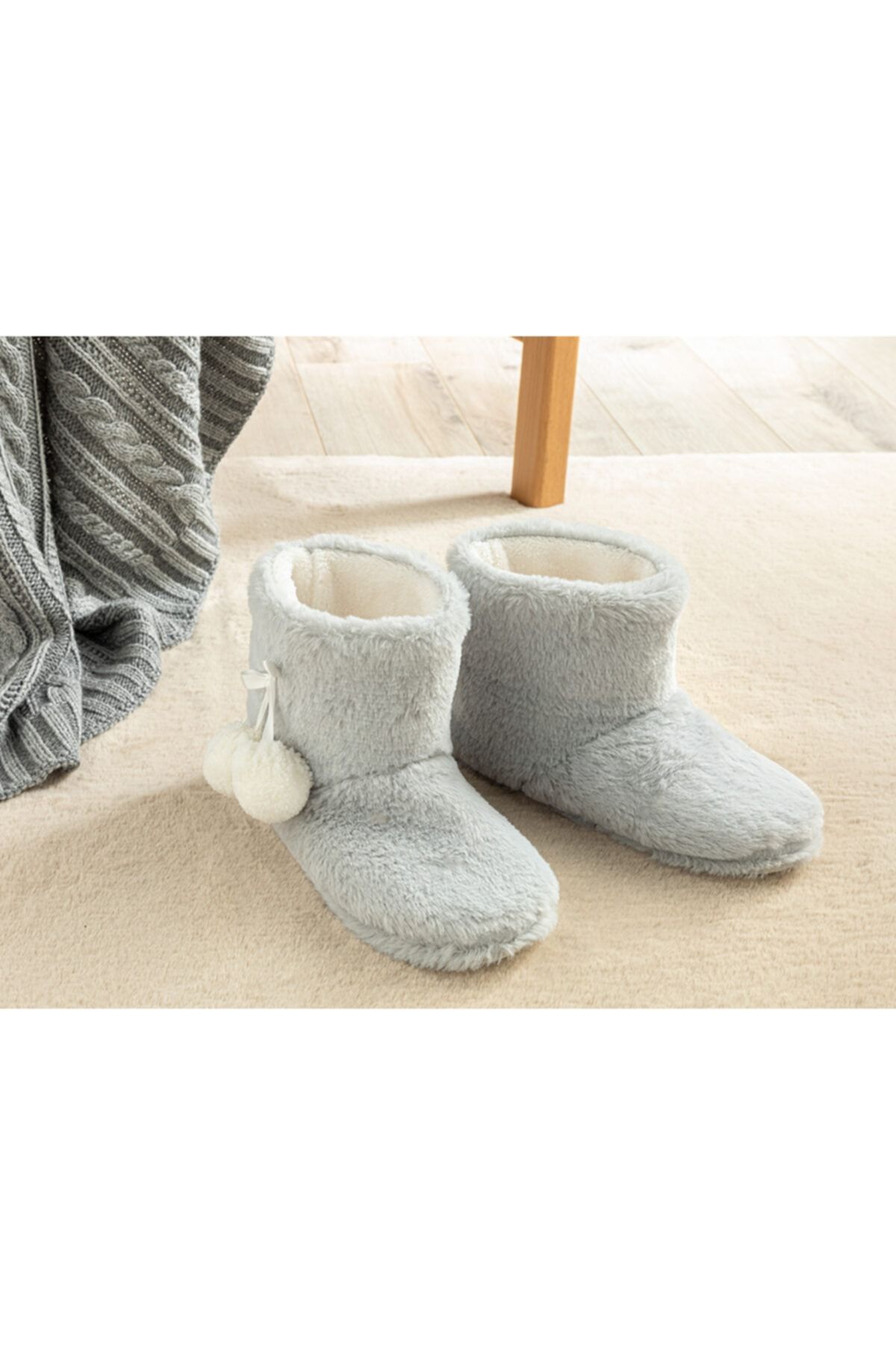 English Home Sweet Home Peluş Kadın Ev Botu 39 Gri
