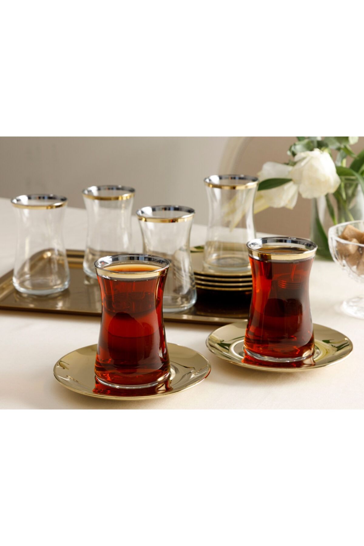 English Home Bailey Cam 12 Parça Çay Seti 95 Ml Gold