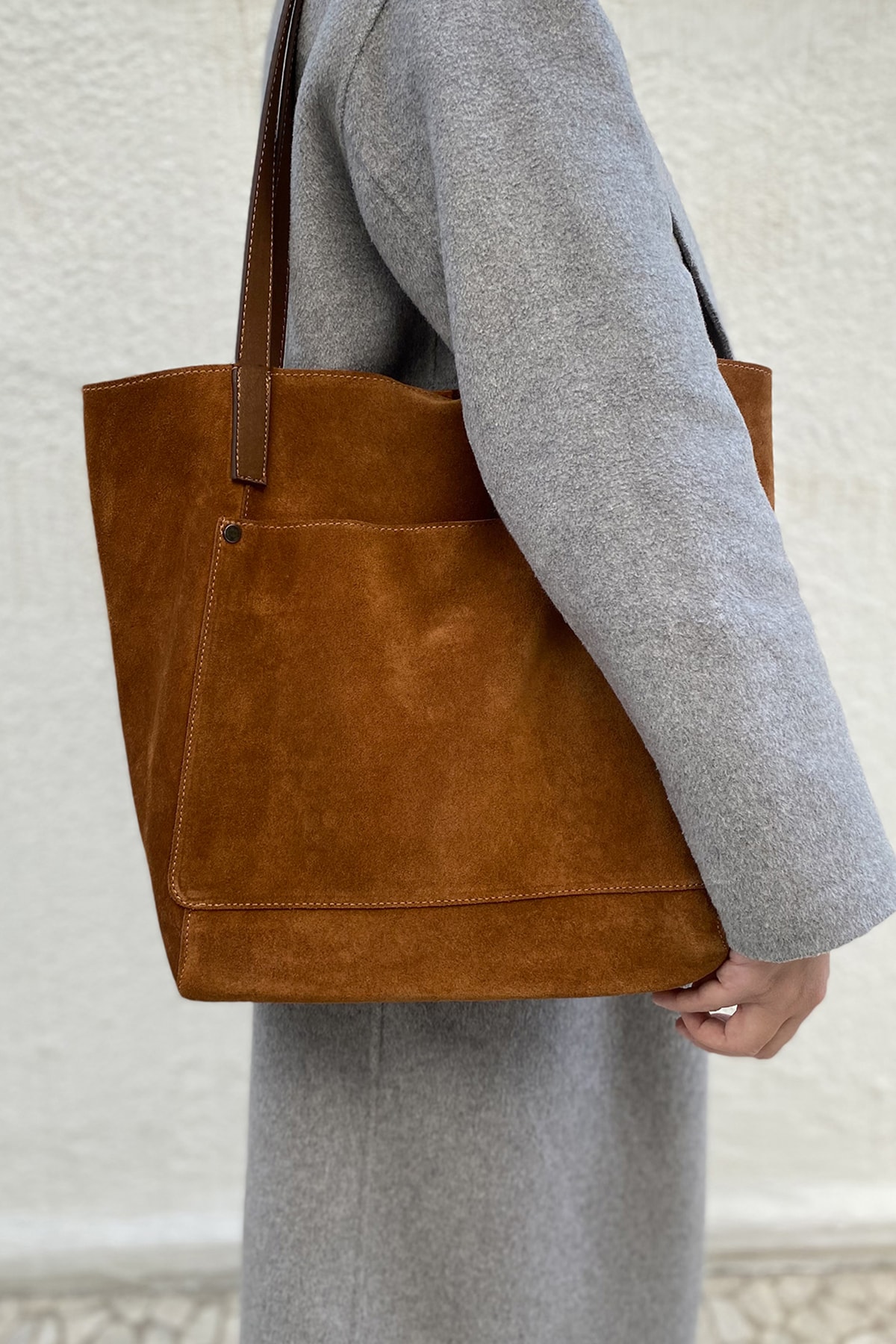 Ysmn Hakiki Deri Süet Kadın Omuz Çantası Taba Yc011992hsd