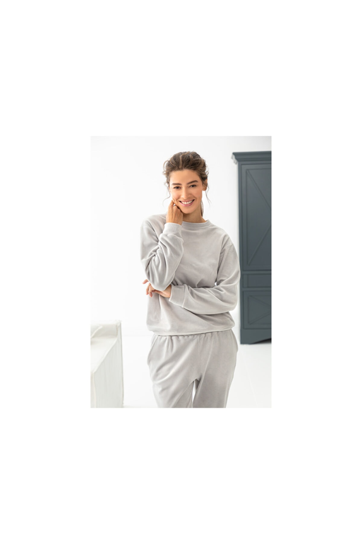 English Home Puffy Wellsoft Kadın Pijama Takımı L Açık Gri