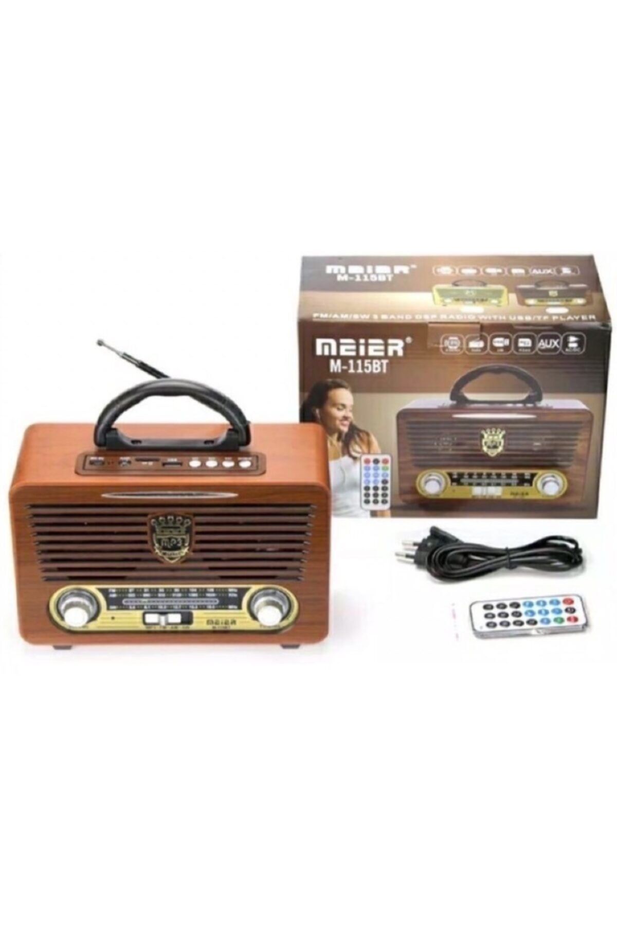 Meier M-115BT Şarjlı Nostaljik Bluetooth Fm Radyo USB/SD/MP3