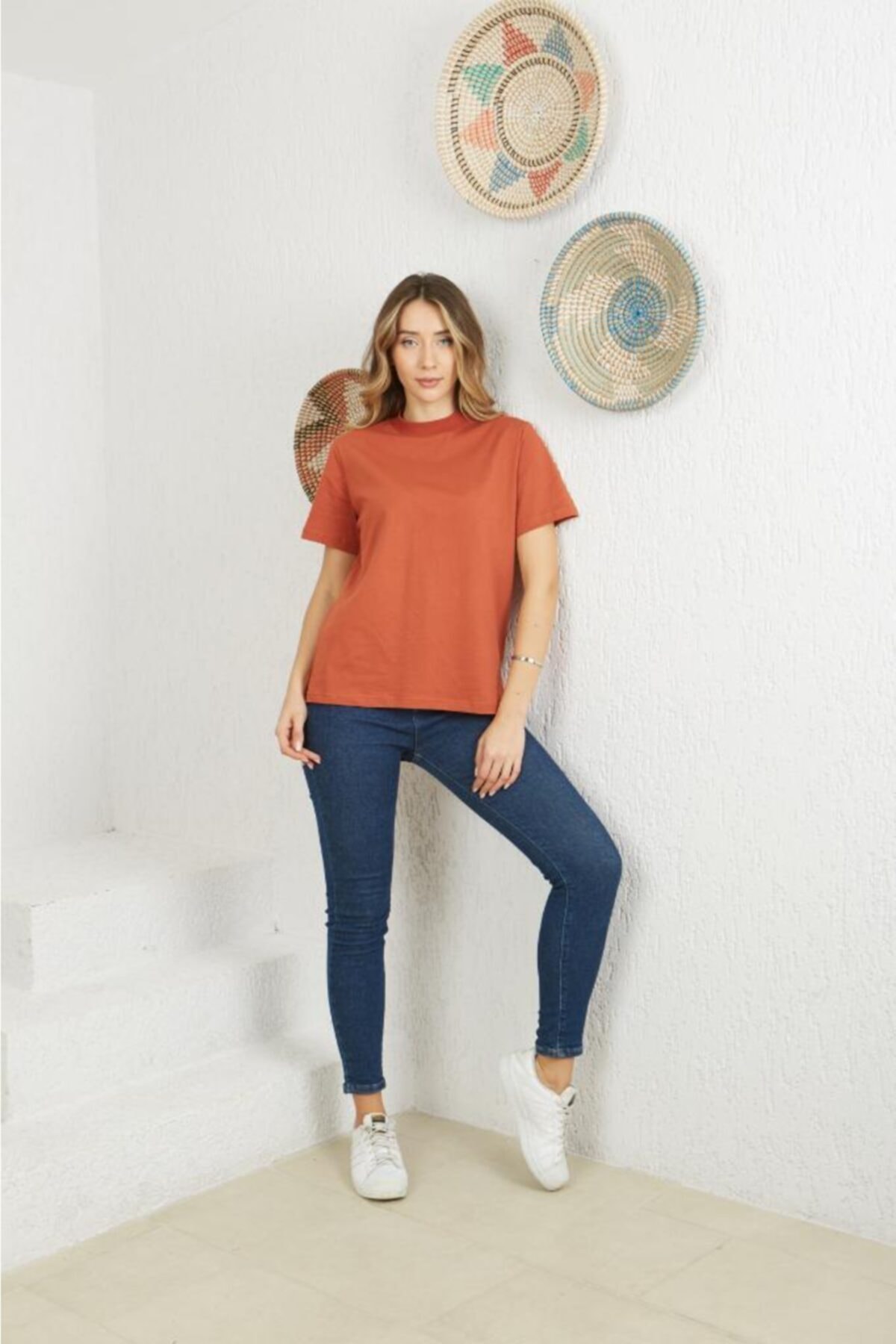 Bediss Kiremit Dik Yakalı Basic T-shirt