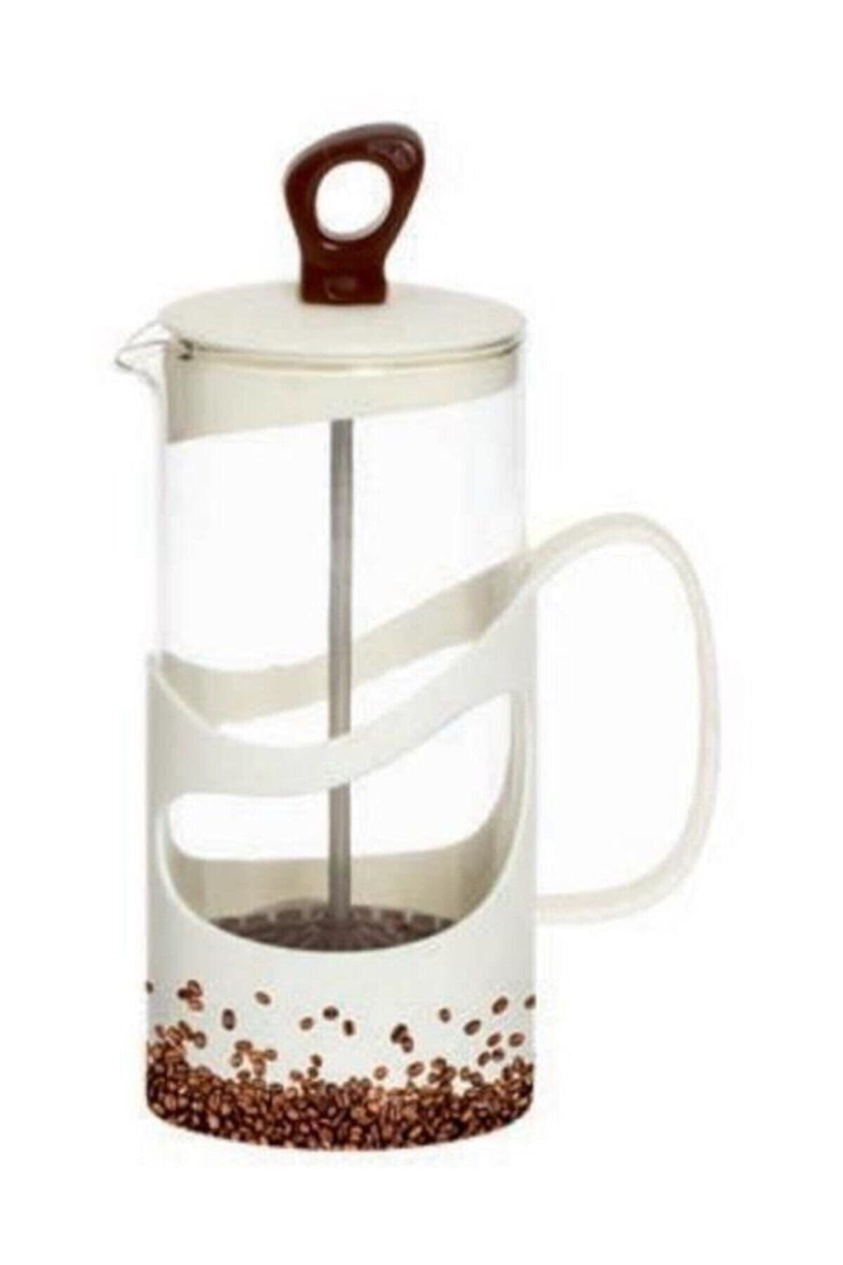 Herevin 1000 cc Beyaz Kahveli Desen French Press