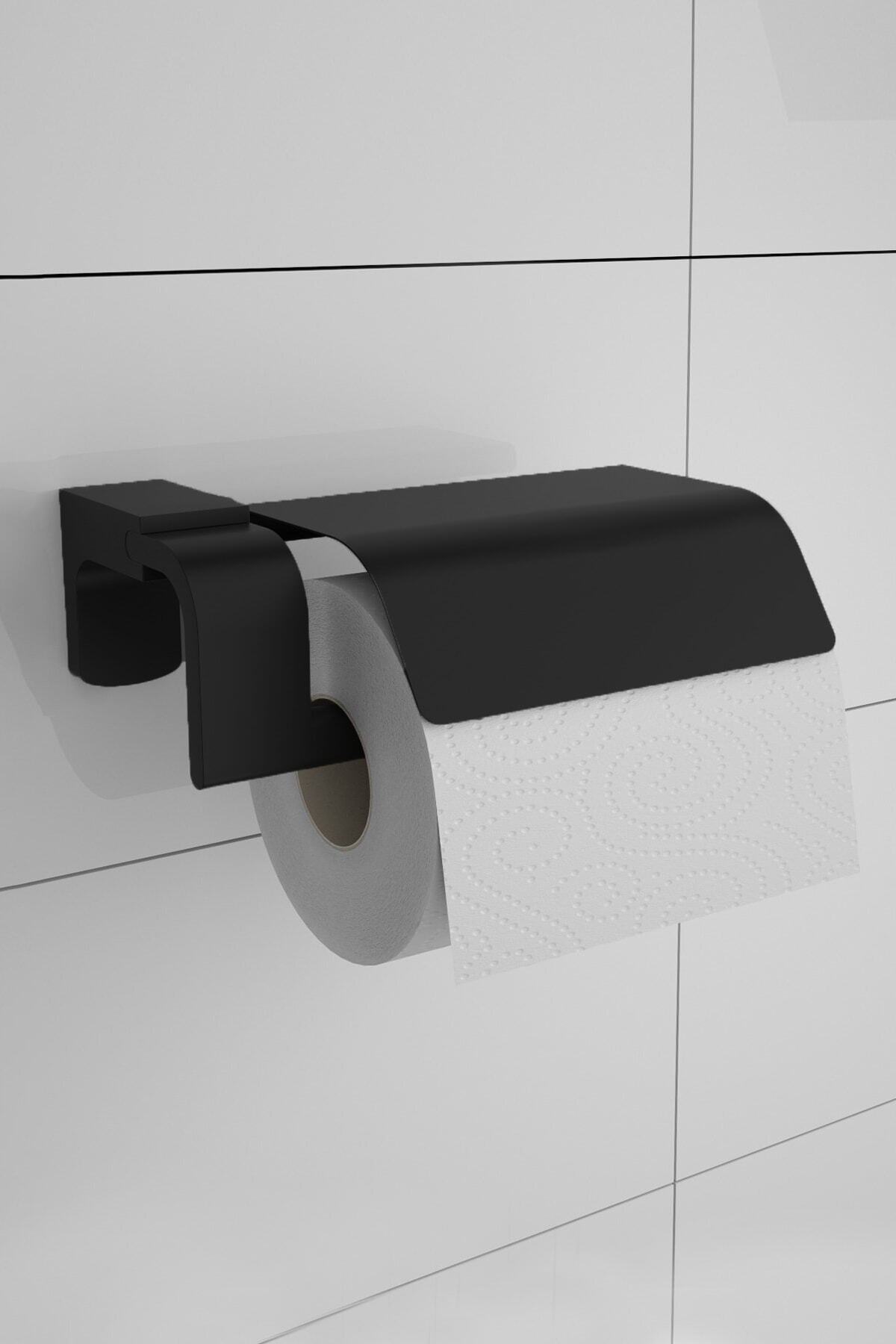 Milenay Classy Dark Siyah Kapaklı Tuvalet Kağıtlığı