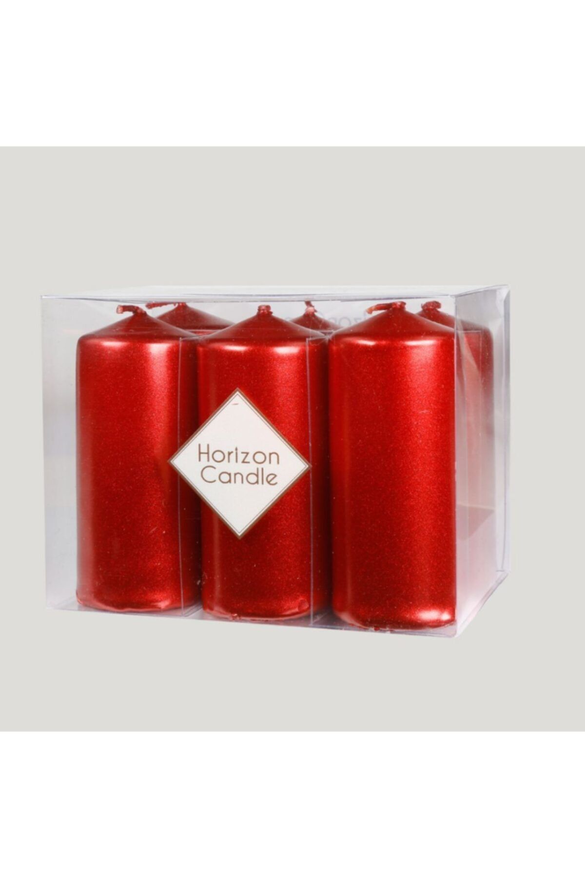 Horizon Mum Yılbaşı Bar Mum Kırmızı Varaklı 6'lı Paket