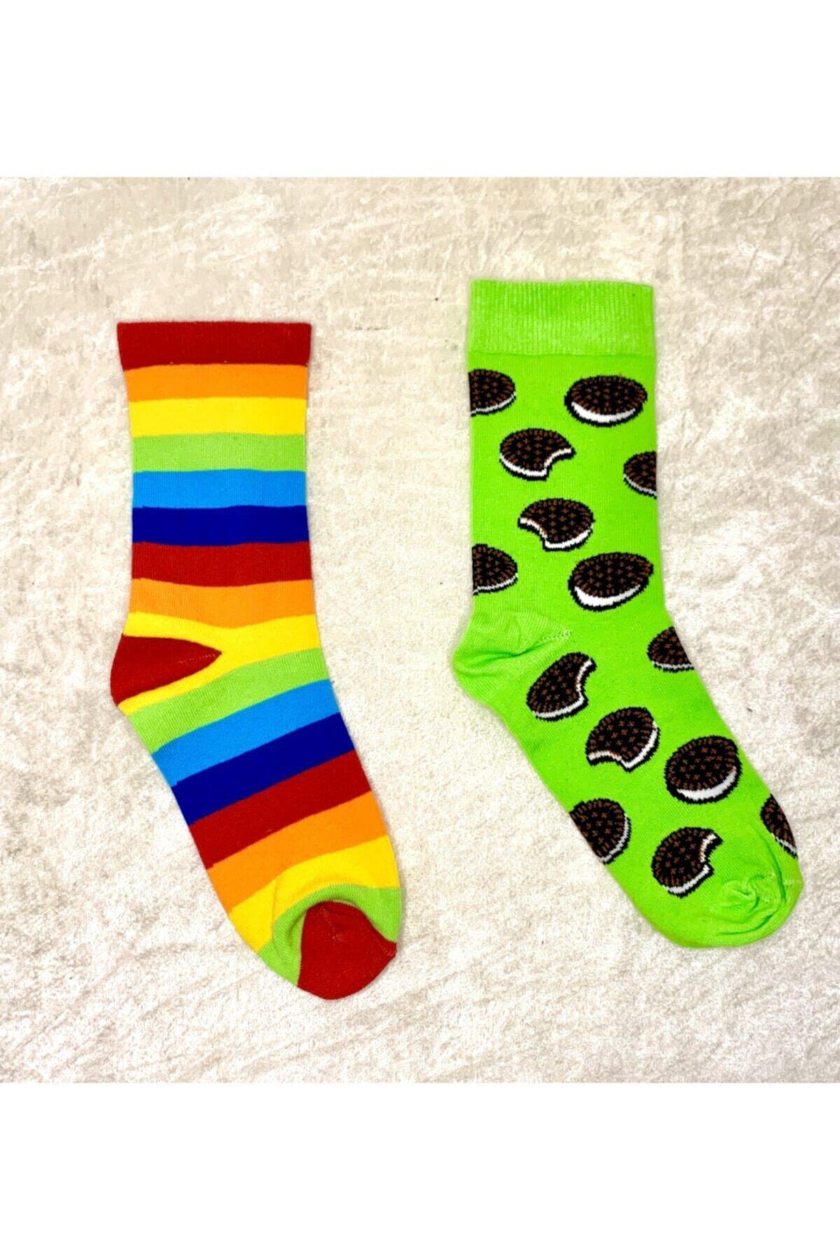 Şahane Çoraplar Bisküvi Gökkuşağı Desenli Çorap