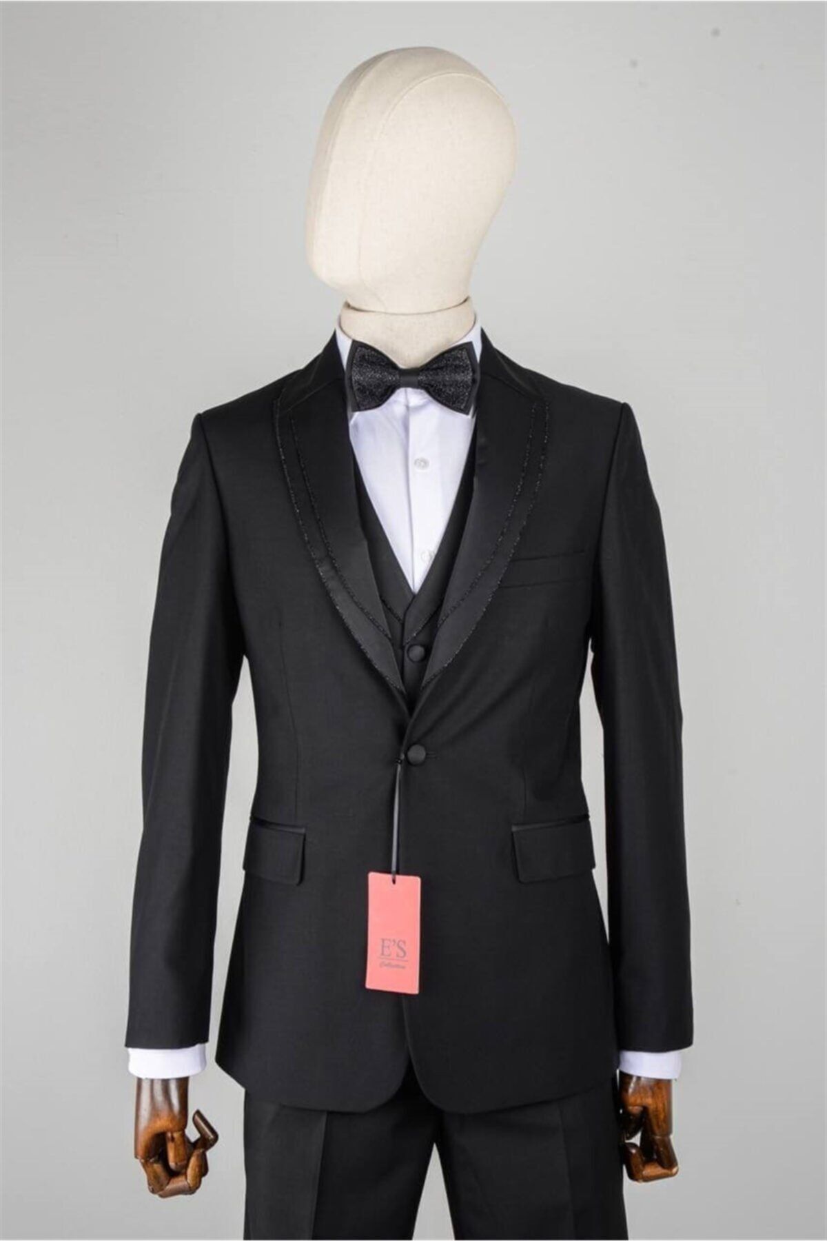 MASERTO Slim Fit Siyah Damatlık Düz Desenli