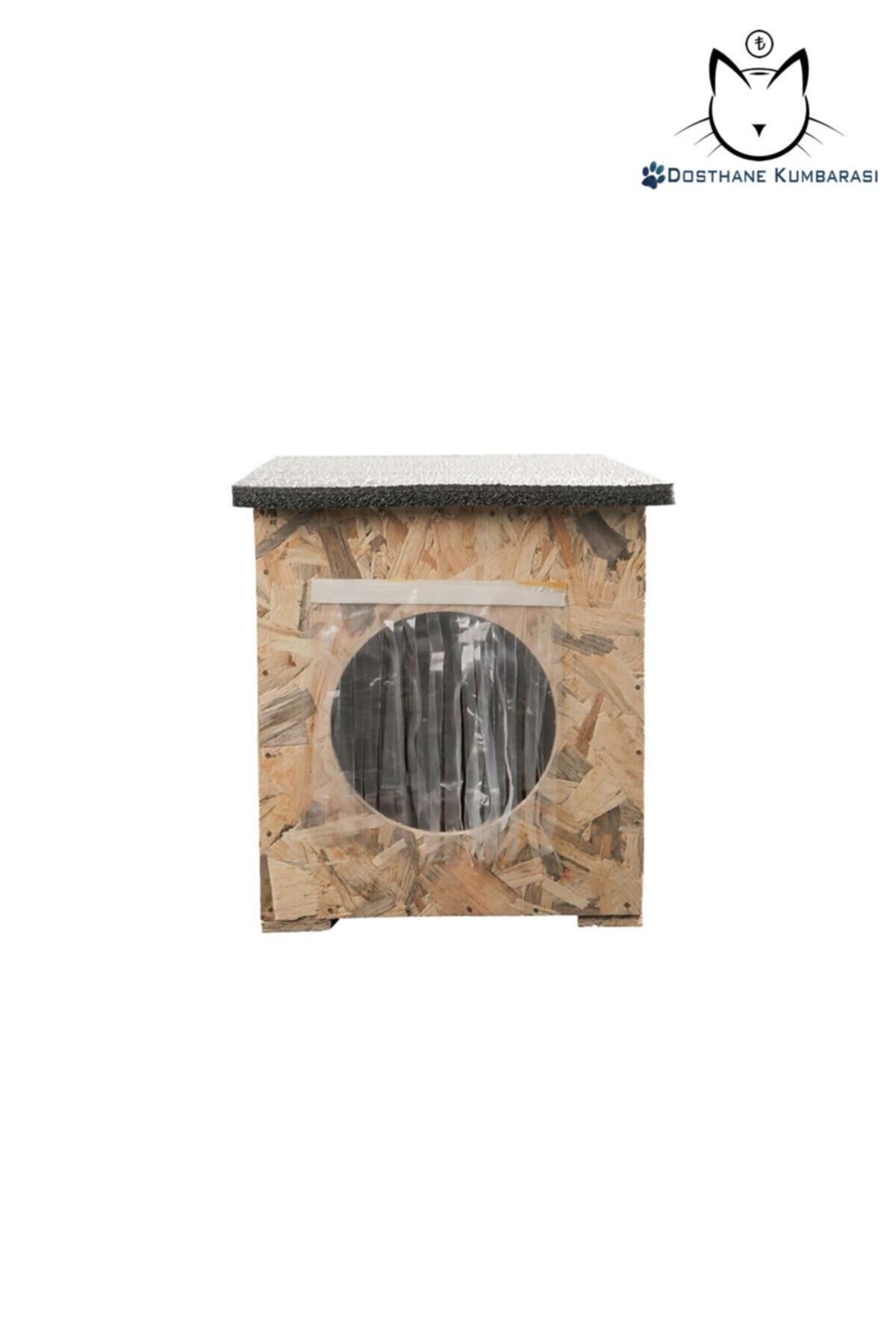 DOSTHANE Su Sızdırmaz Çatı Kedi Yuvası Kedi Kulübesi - Ahşap Kedi Yuvası 30x33x40