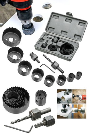 Yüksek Kalite 11 Parça Ahşap Buat Kartonpiyer Alçıpan Delik Oyuk Açma Matkap Ucu Seti Image 1