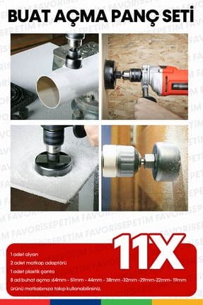 Yüksek Kalite 11 Parça Ahşap Buat Kartonpiyer Alçıpan Delik Oyuk Açma Matkap Ucu Seti Image 2