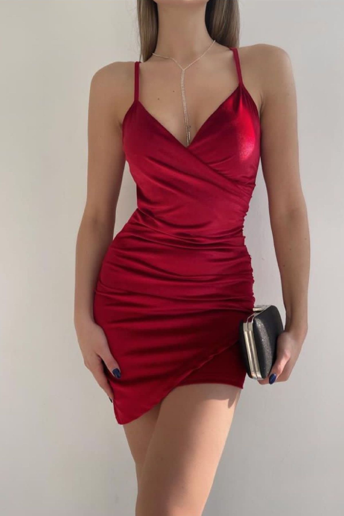 Tight red cheap silk dress