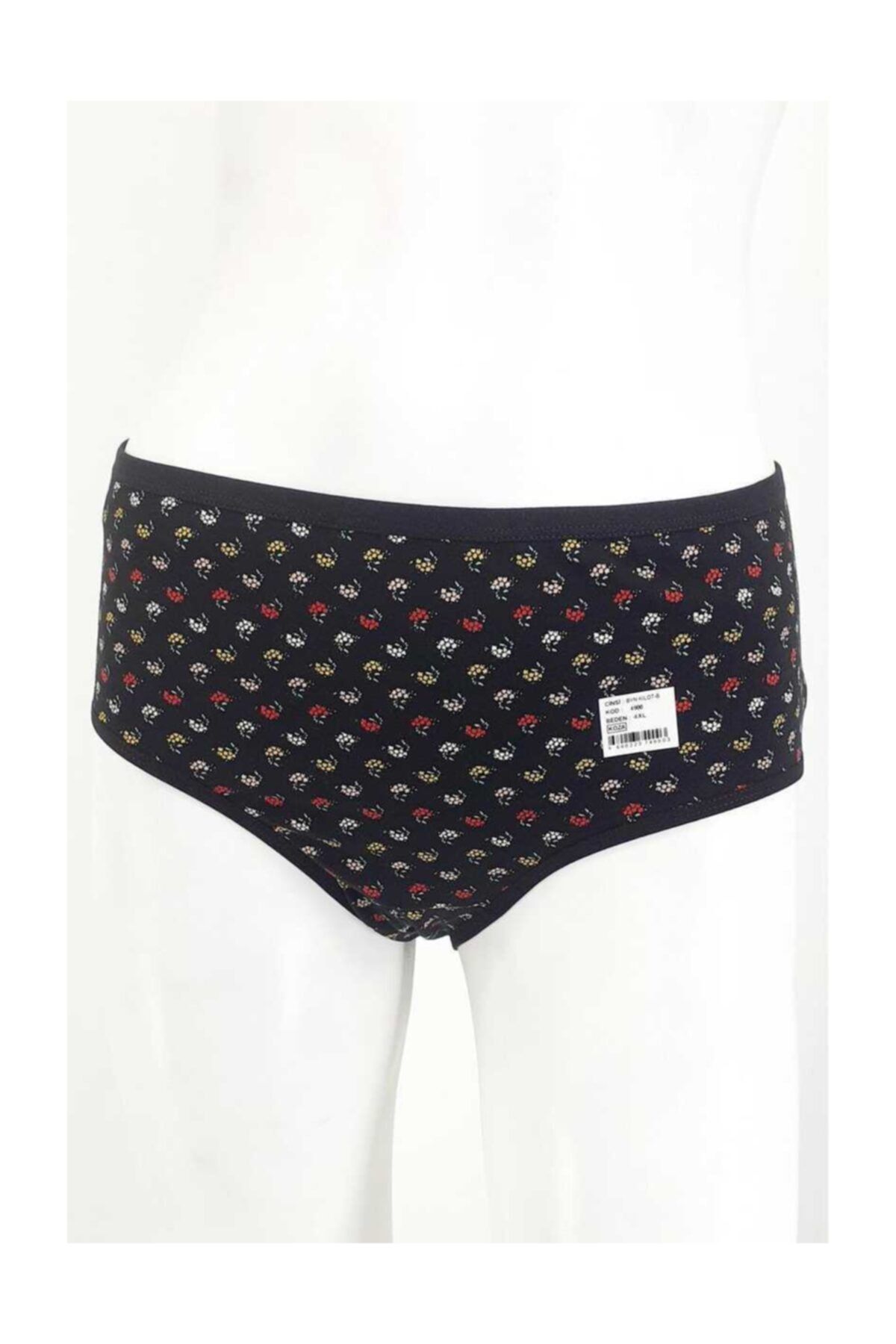 Koza Kadın Slip Külot Battal Desenli 49006 (12 Adet) Siyah L