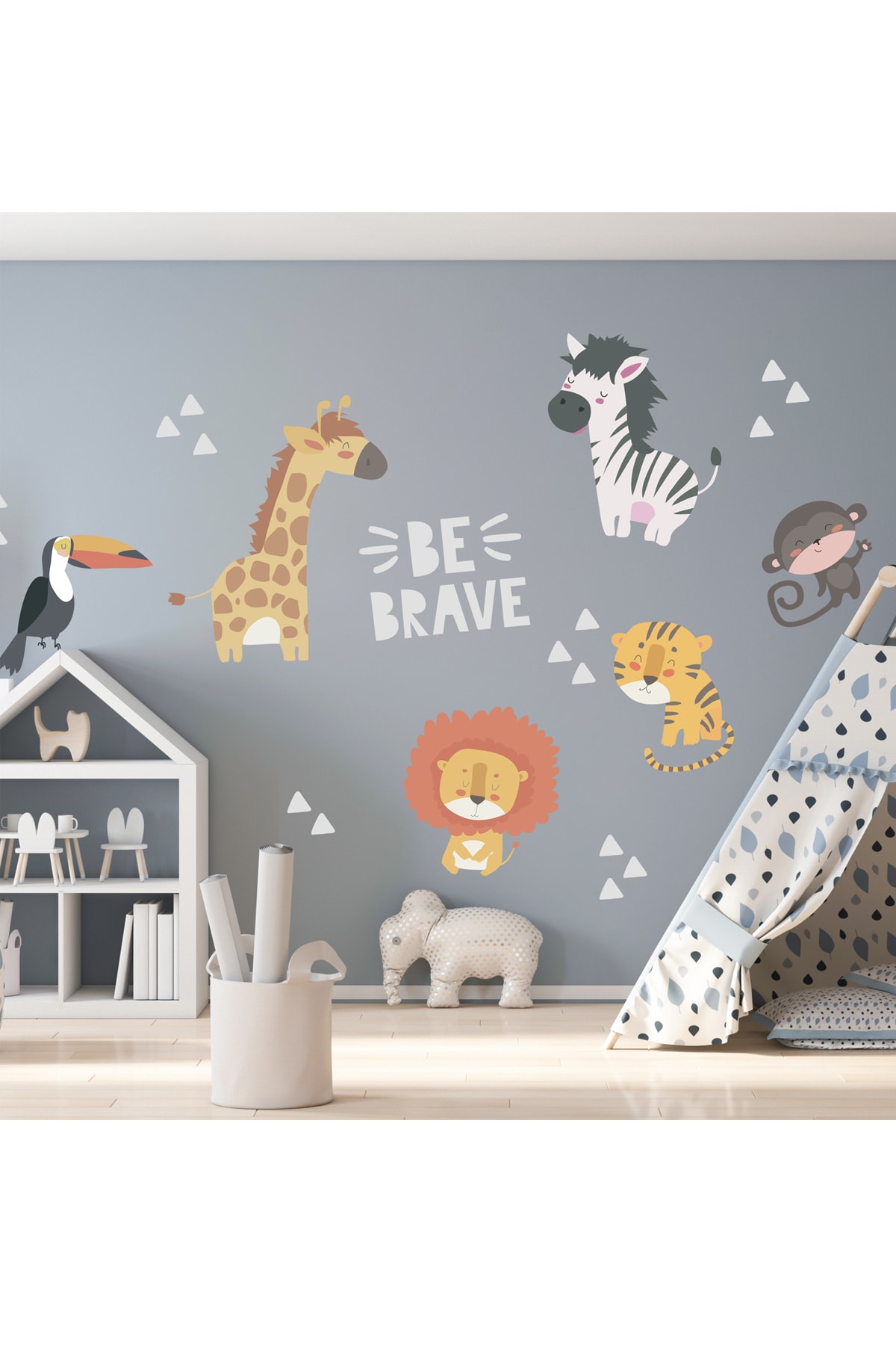 Sim Tasarım Safari Hayvanlar Temalı Duvar Sticker Seti