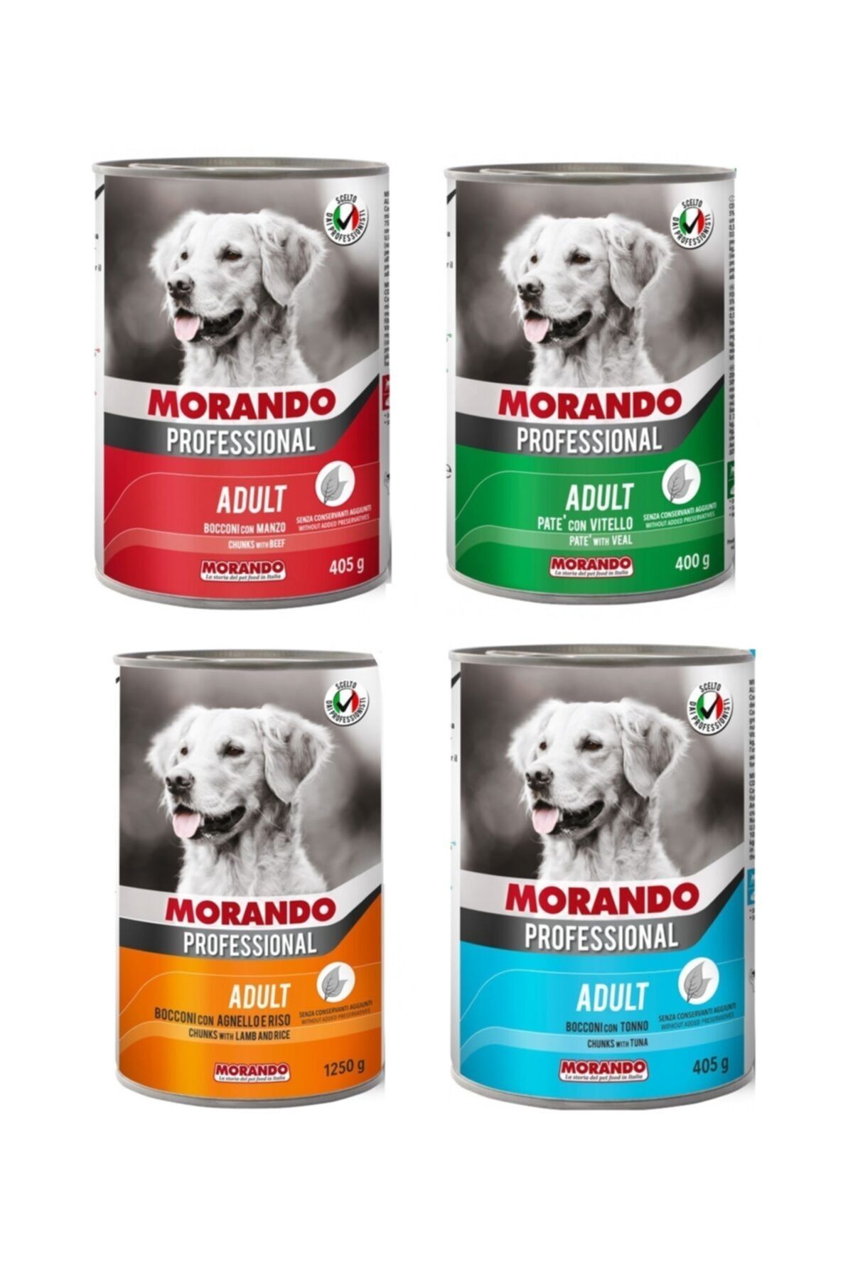 Miglior Cane Morando Kuzu Etli-dana Etli-balıklı-biftekli Köpek Konservesi 405 gr x Mix Koli