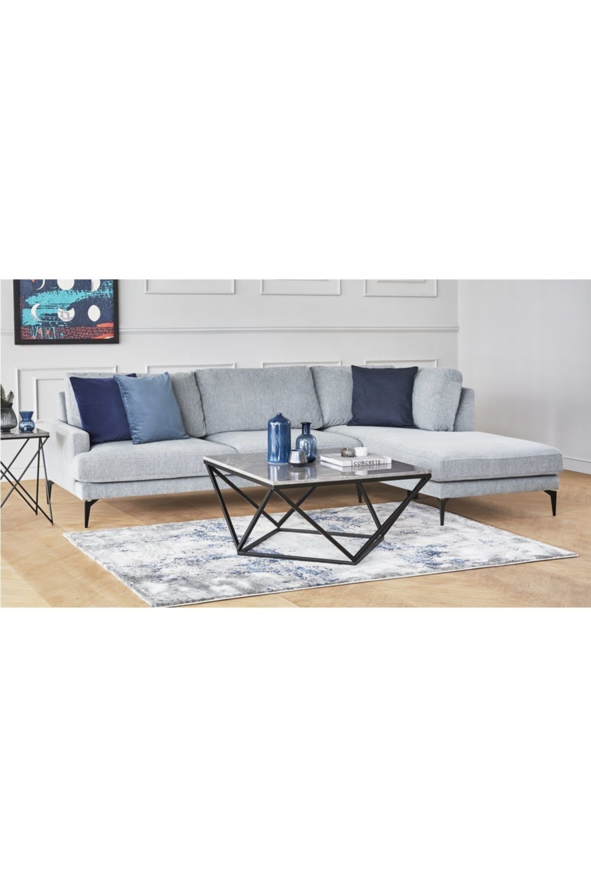 Vivense Greta Orta Sehpa Gri Siyah Statik Ayak