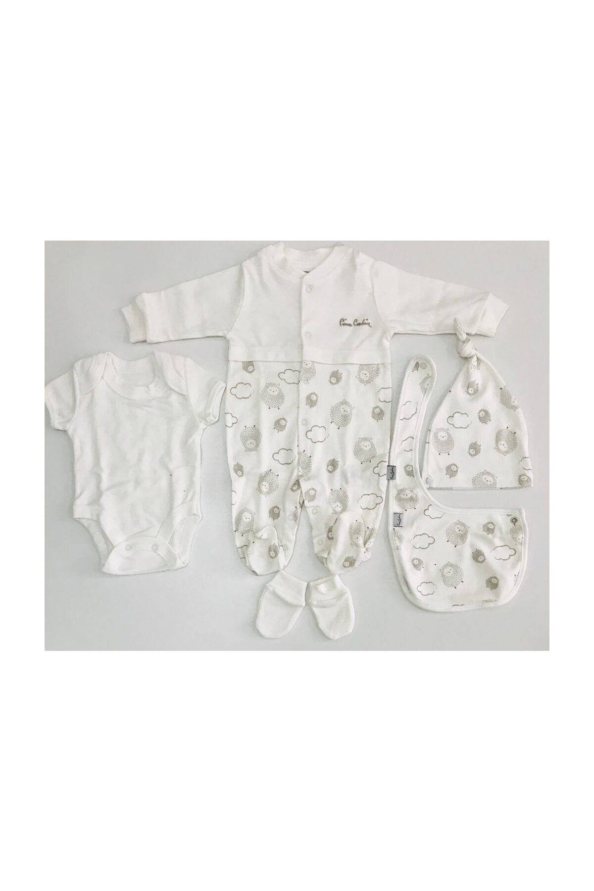 Pierre Cardin Unisex Ekru Bebek 5 Parça Tulum Set Koyun Modeli