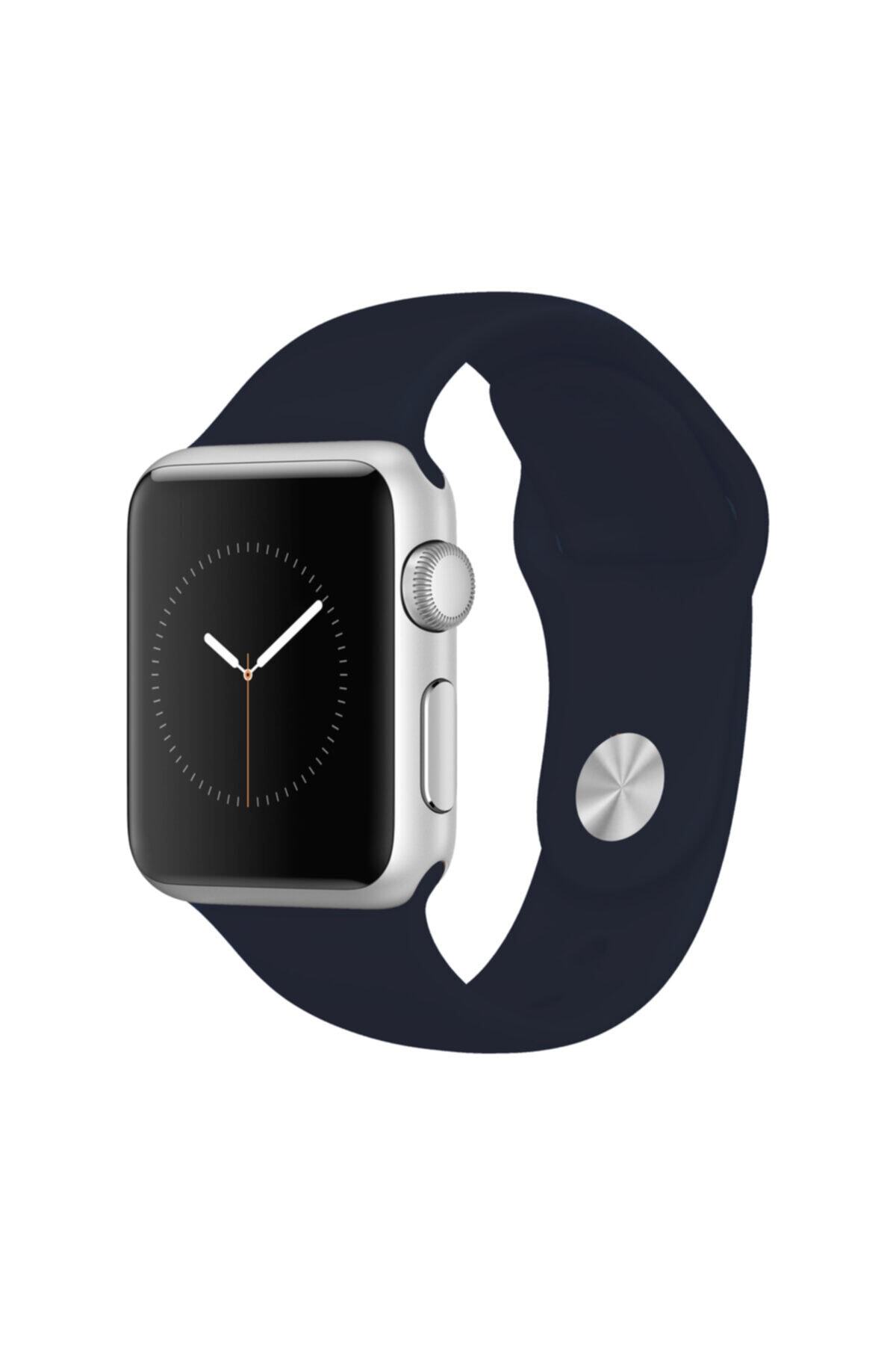 grahambell Apple Watch 42-44 Mm Kordon Spor Kayışı Yumuşak Silikon koyu Lacivert