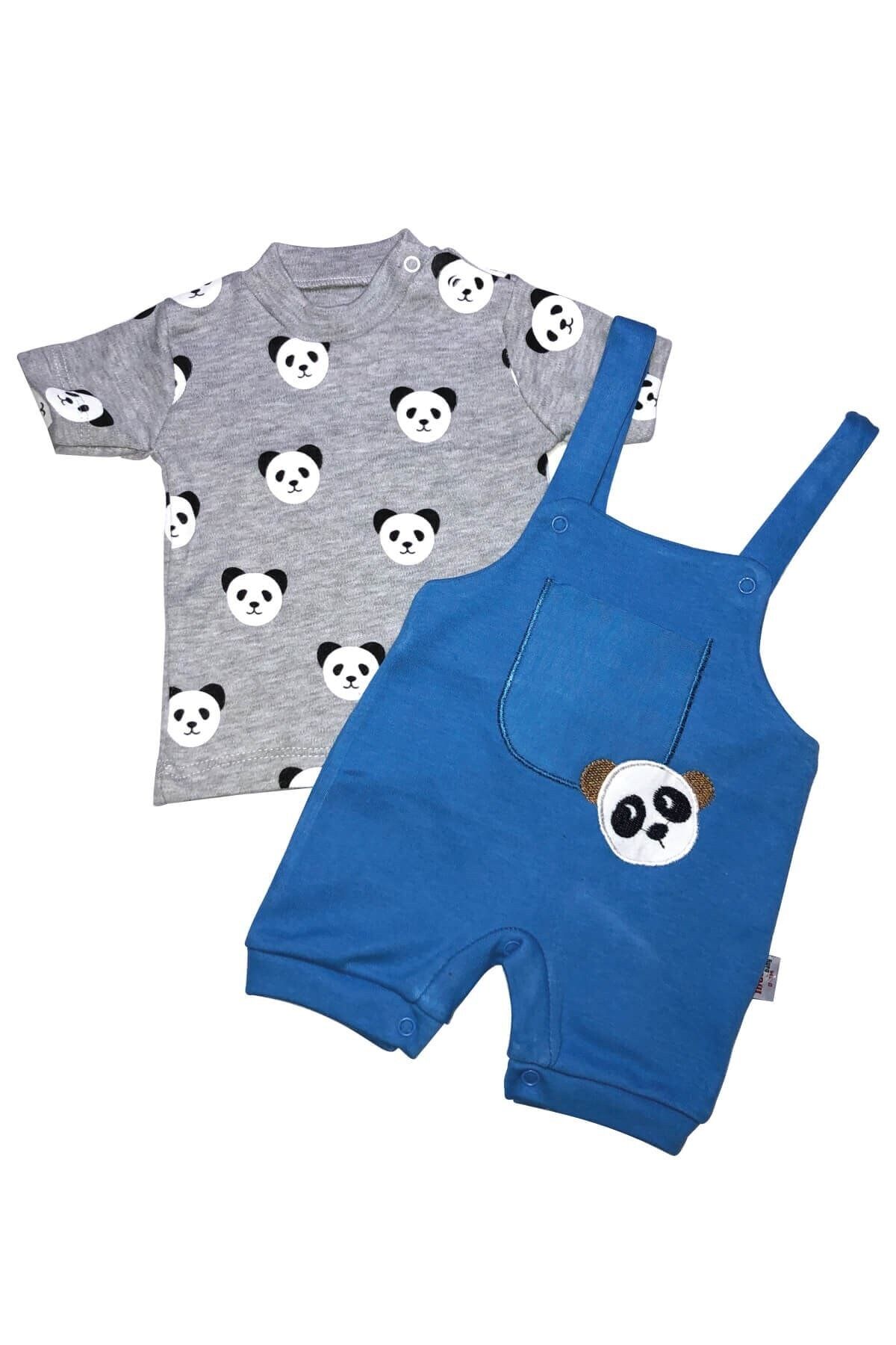 Bebeland Panda Desen Salopet 2'li Takım