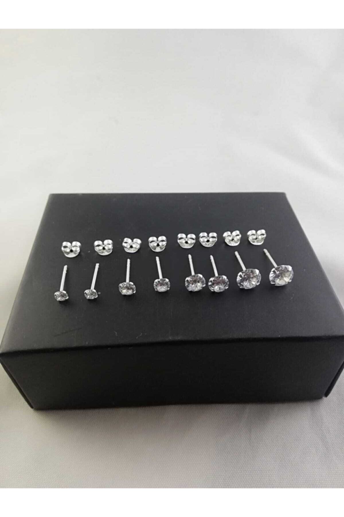 Takıparkxs 925 Ayar Zirkon Taşlı Dörtlü Gümüş Küpe Set