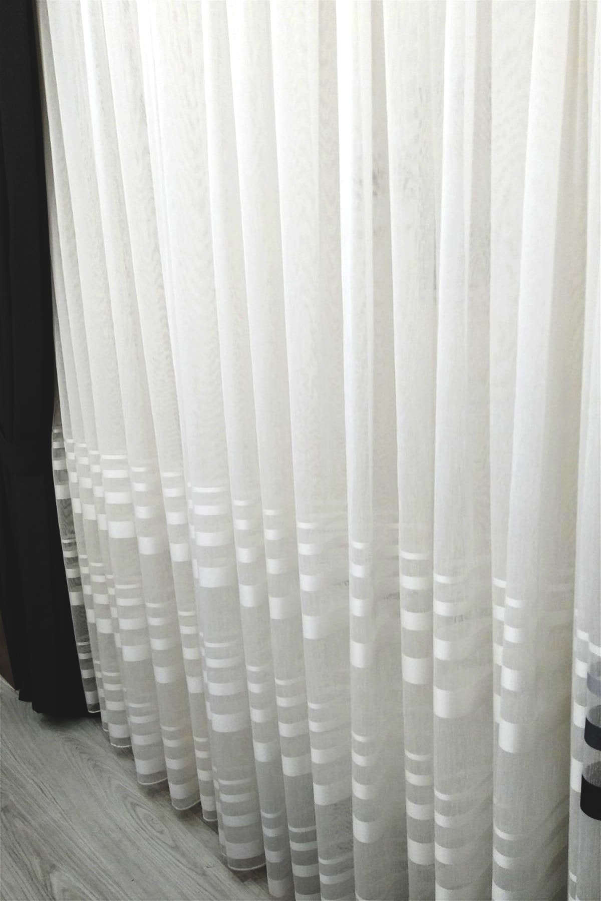 Evdepo Home Hazır 1/3 Sık Pileli Bordürlü Tül Perde - Krem 600x200