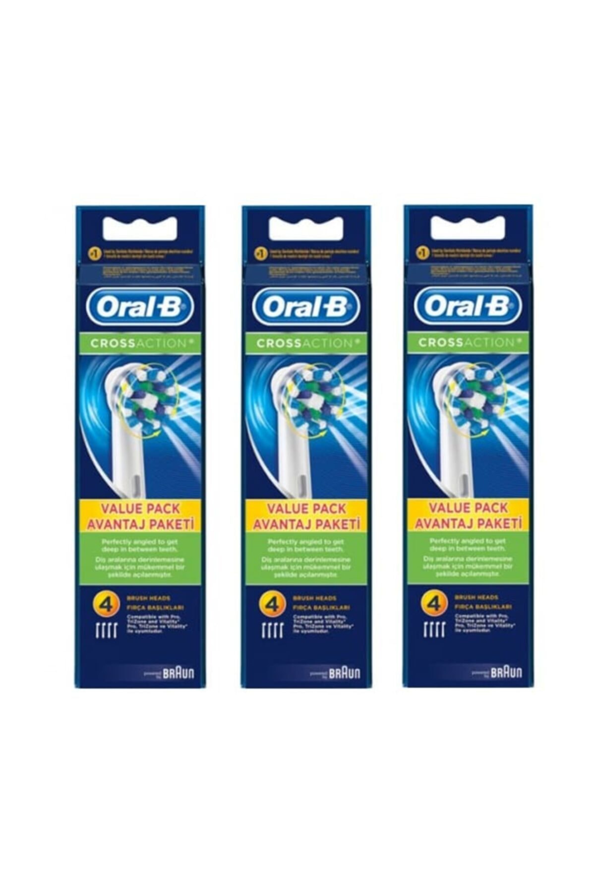 OralB Diş Fırçası Yedek Başlığı Cross Action 4'lü x 3 Adet