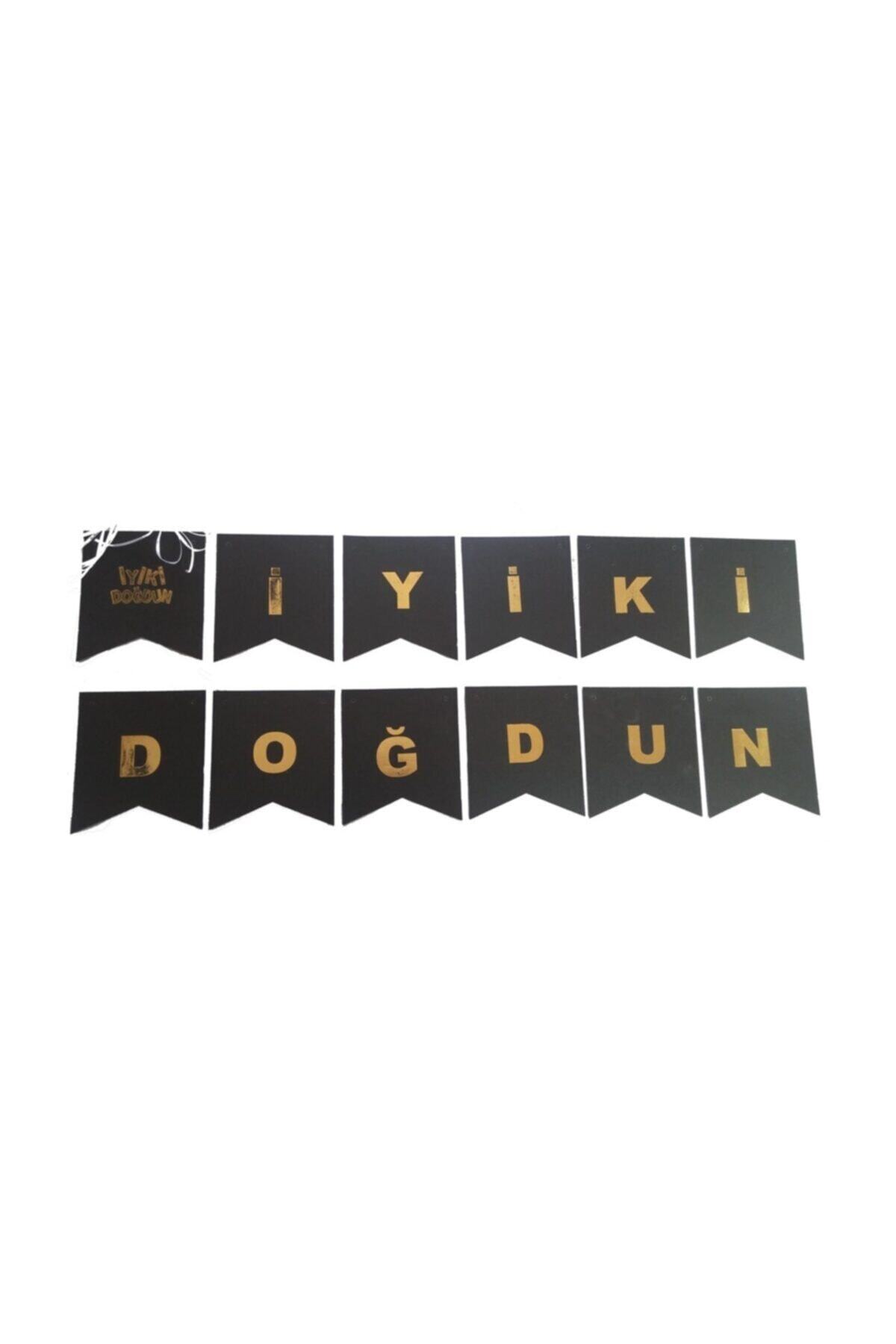 Deniz Party Store Iyi Ki Doğdun Banner Siyah Üzeri Gold Varaklı
