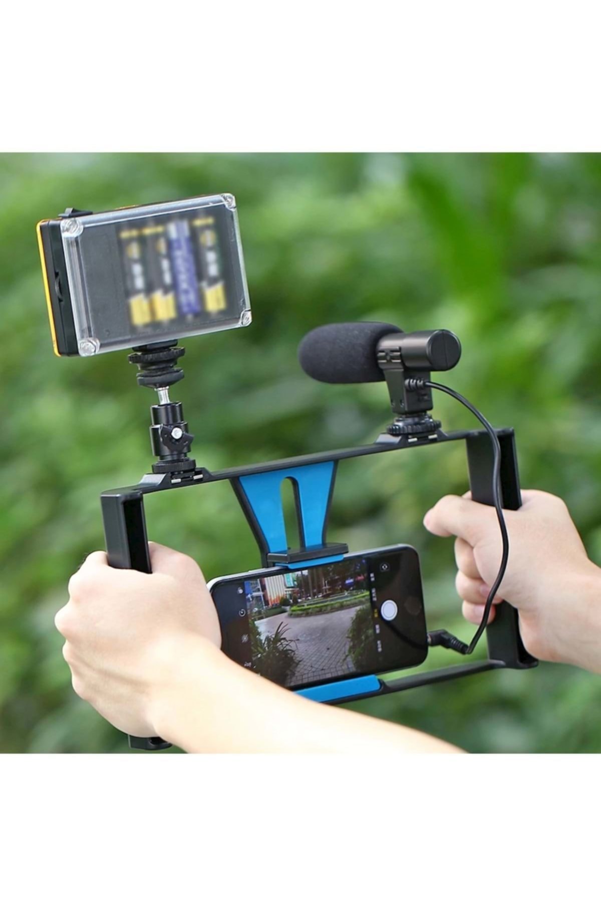 Triline PULUZ PKT3023 Vlogger Youtuber Video Kayıt Kiti Mikrofon Tripod LED Stüdyo Işık