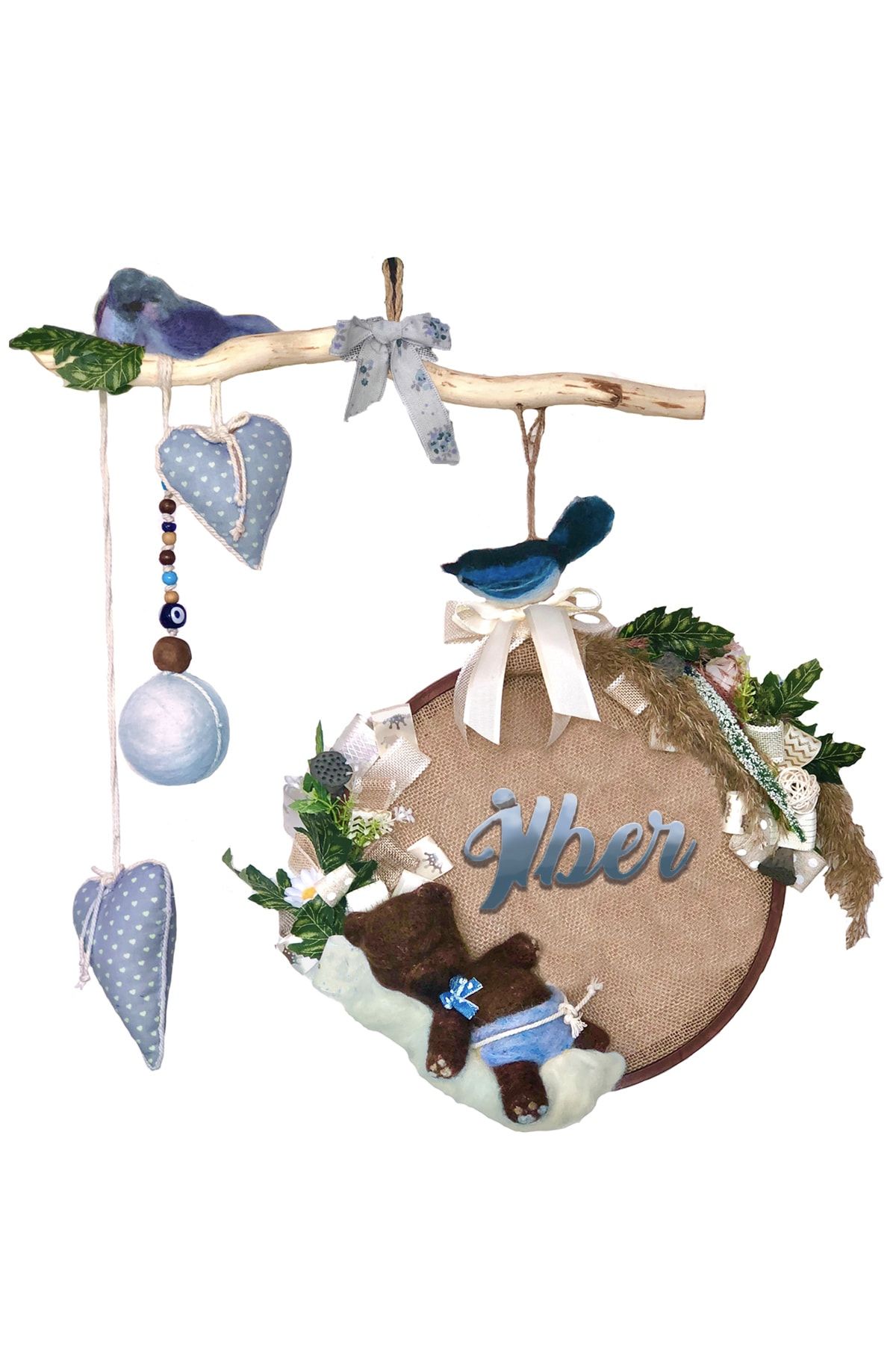 DB Handmade Arts & Crafts Bebek/yeni Doğan Kapı Süsü / Çelengi ( Erkek Bebek )