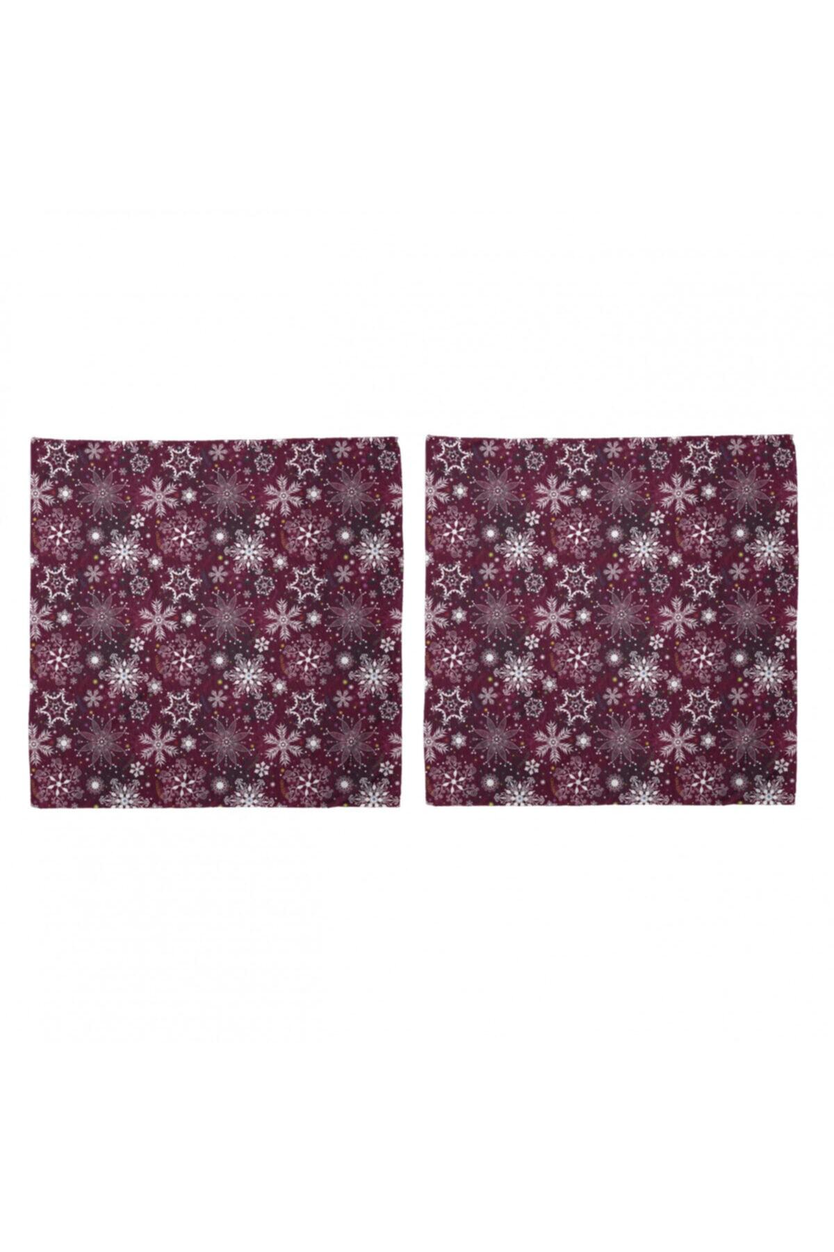 Rengirenk Grafik Ikili Bandana Seti Koyu Zeminde Soyut Kar Tanesi Tasvirleri