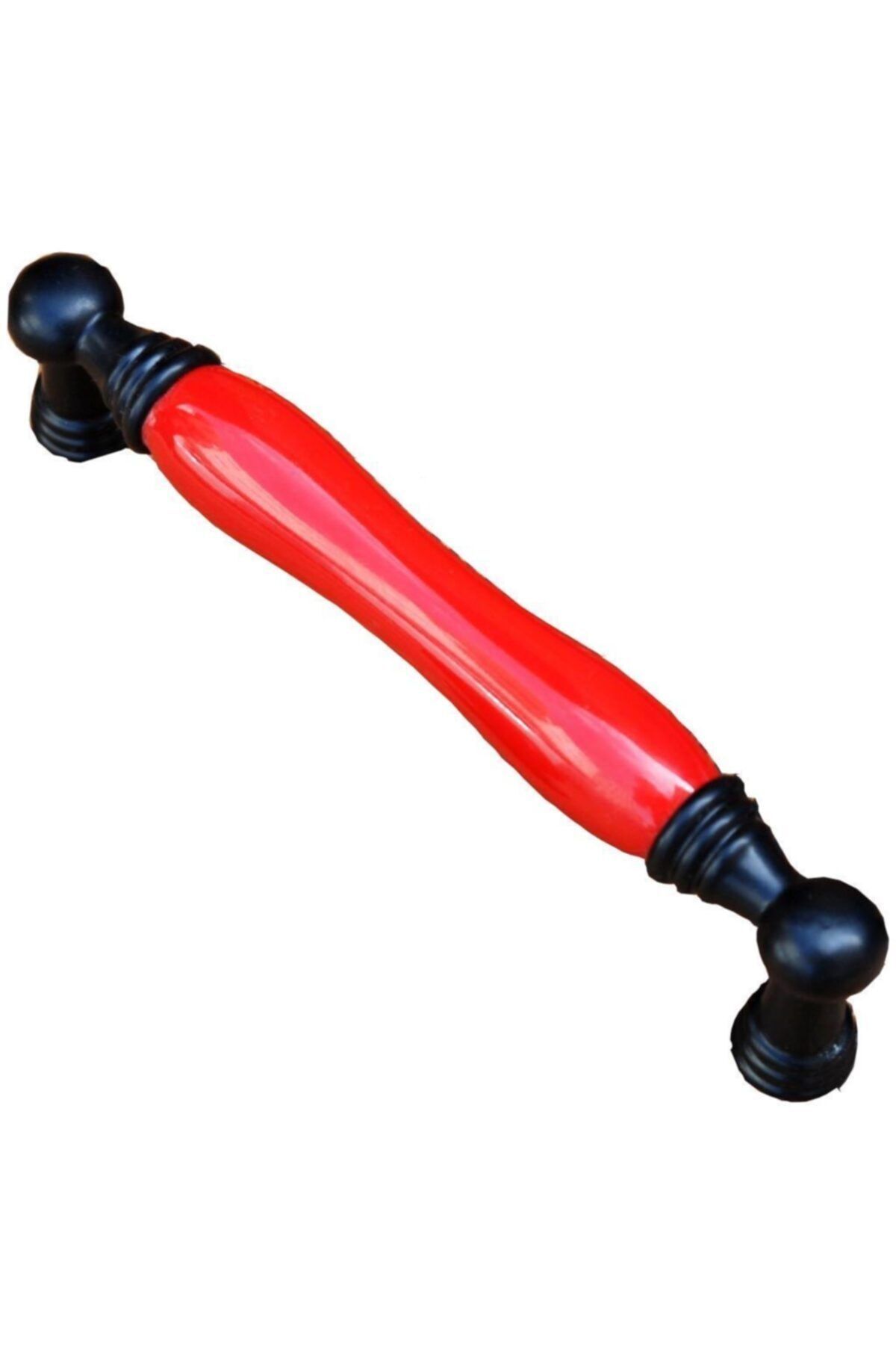 Tomurcuk 160mm Gerçek Porselen Kırmızı Desen Çekmece Dolap Mobilya Kulpu Siyah Bacaklı
