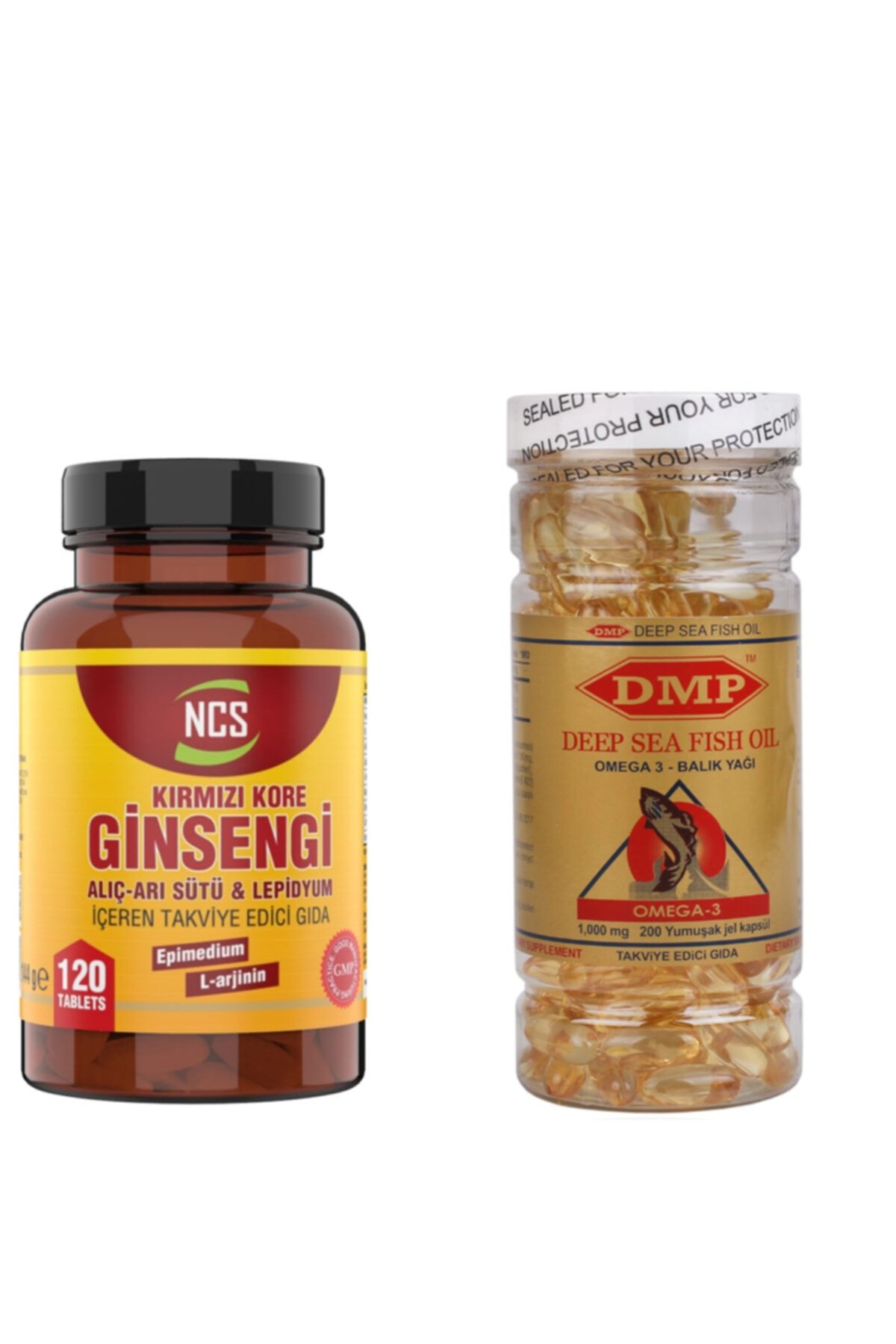 DMP Kırmızı Ginseng Alıç Arı Sütü Lepidyum 120 Tablet + Omega 3 Balık Yağı 200 Kapsül