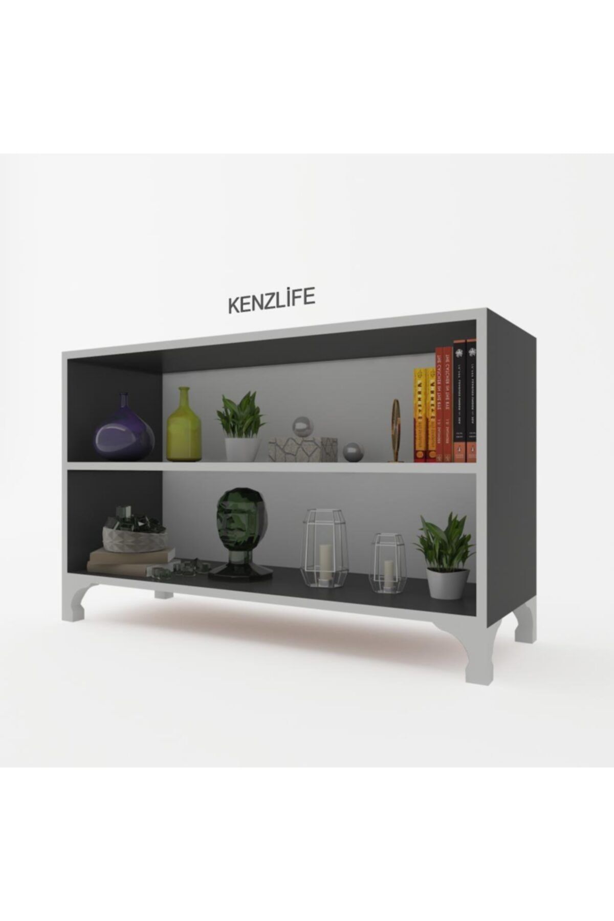 Kenzlife Kitaplık Tuğçe 068*090*020 Gri Ayaklı Mutfak Dolabı Banyo Ofis Ayakkabılık Kiler