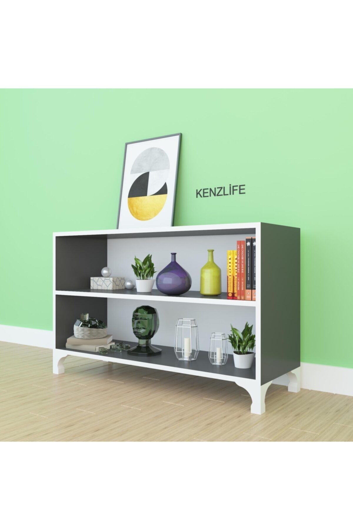 Kenzlife kitaplık tuğçe 048*090*020 gri ayaklı mutfak dolabı banyo ofis ayakkabılık kiler
