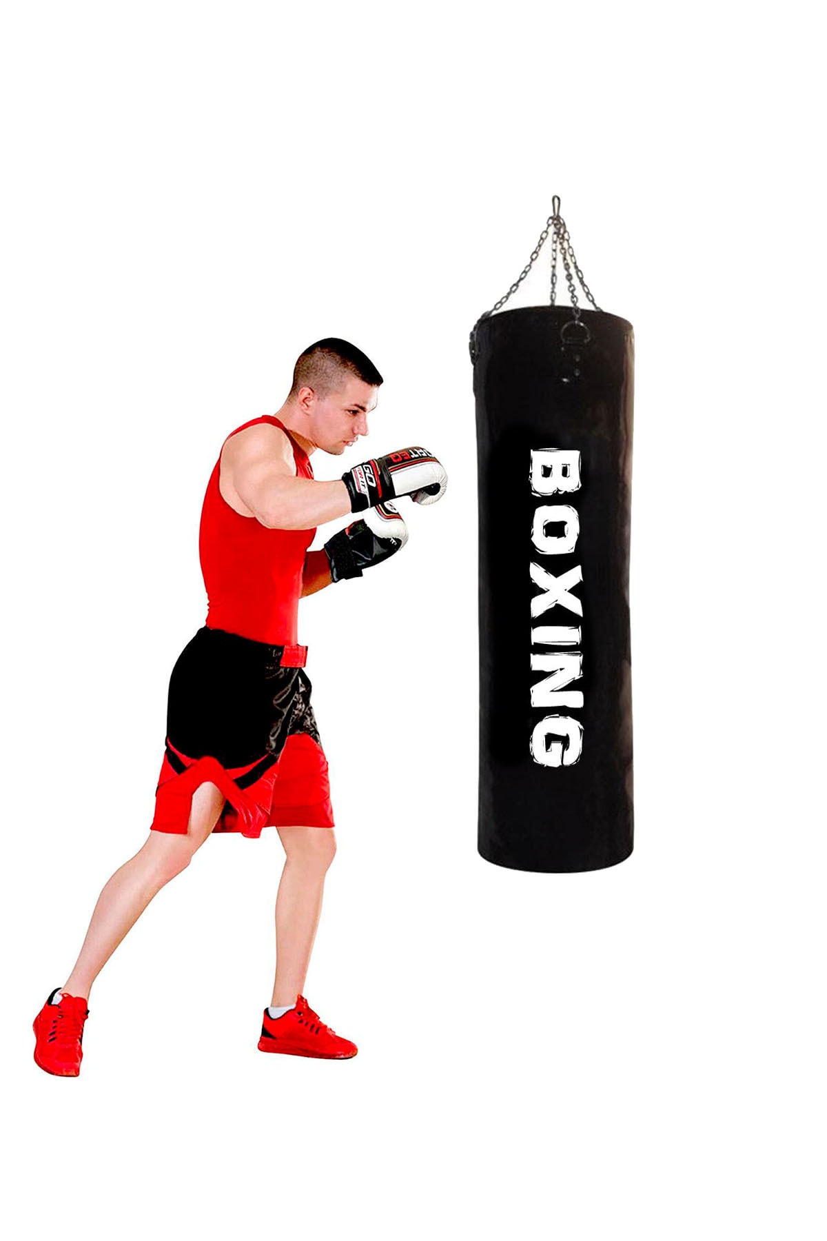 Spor Byfit 120 cm X 35 cm Siyah Zincirli Boks Torbası - Dolu