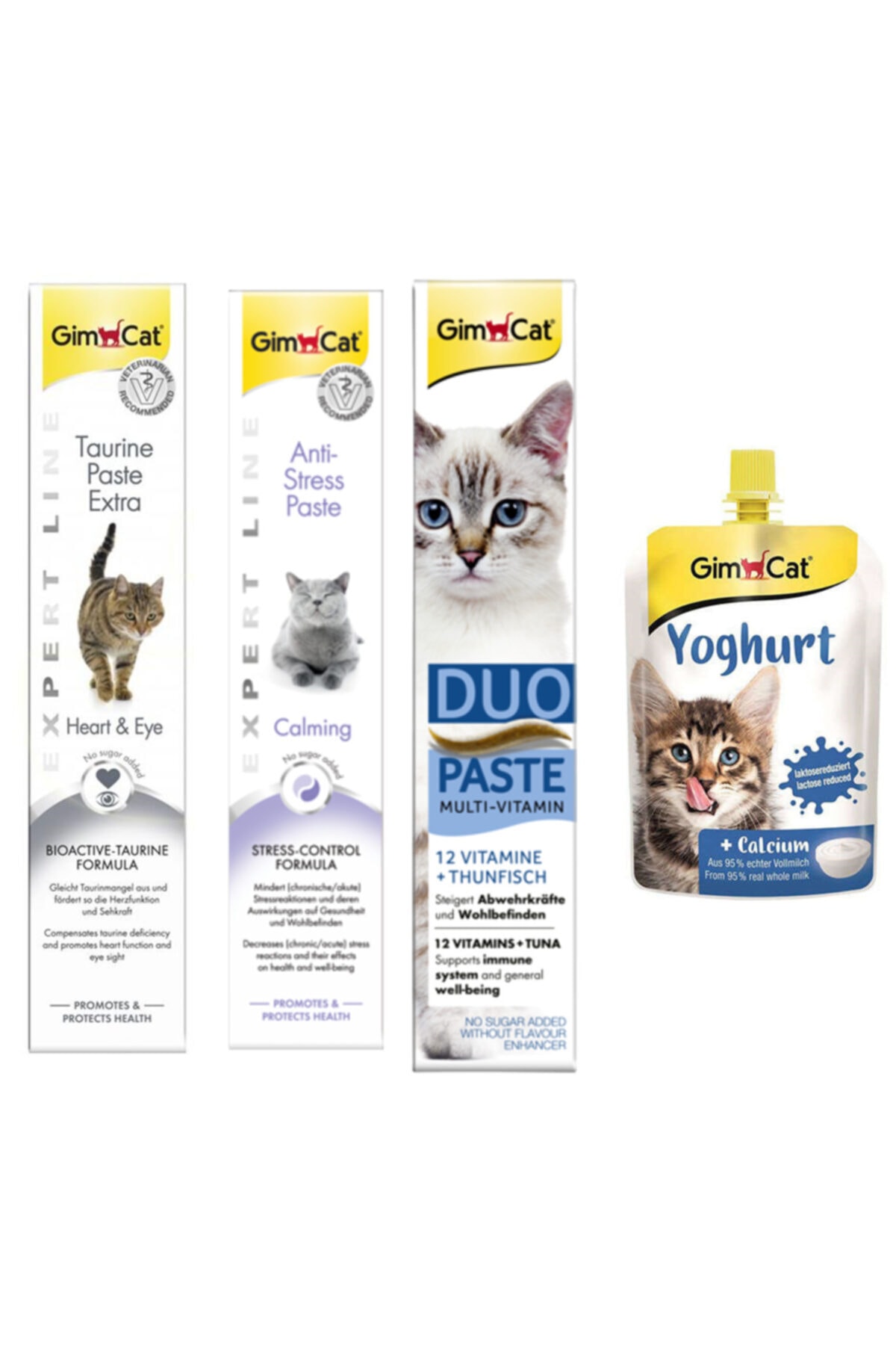 Gimcat Taurine 50gr + Anti-stress 50gr + Duo Paste Tuna Balıklı Multi Vitamin 50gr Kedi Macunları