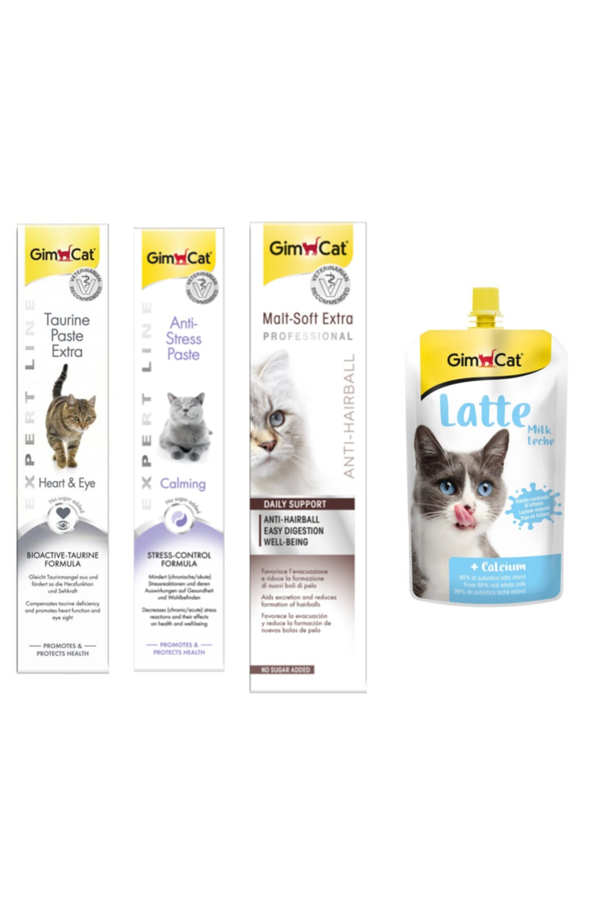 Gimcat Taurine 50gr + Anti-stress 50gr + Anti-hairball Malt 100gr Paste Kedi Macunları