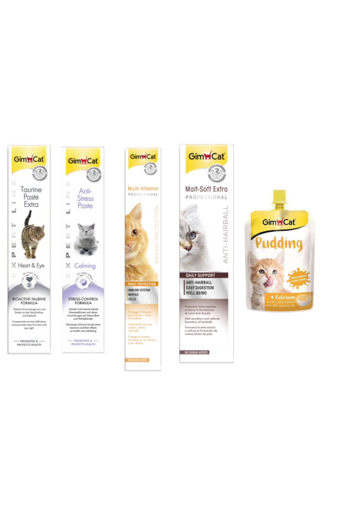Gimcat Taurine 50gr + Anti-stress 50gr + Multi Vitamin 100gr Paste + Anti-hairball Malt 100gr