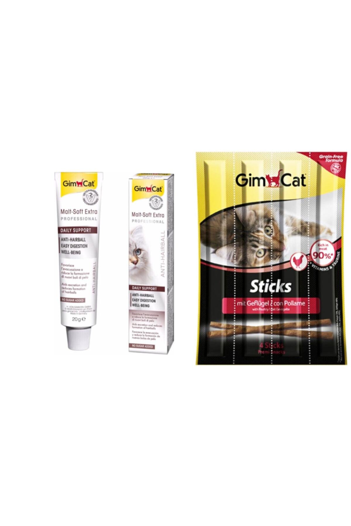 Gimcat Anti-hairball Malt 20 gr Paste Kedi Macunu + Sticks Tavuklu Ve Ciğerli Kedi Ödülü 1 Paket 20 gr