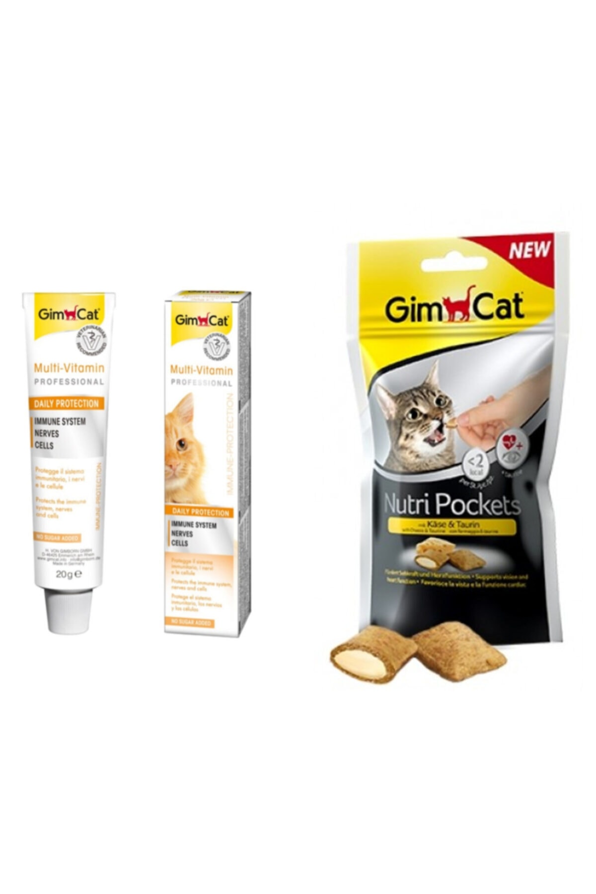 Gimcat Multi Vitamin 20 gr Paste Kedi Macunu + Nutri Pockets Peynirli Kedi Ödülü 1 Adet 60 gr