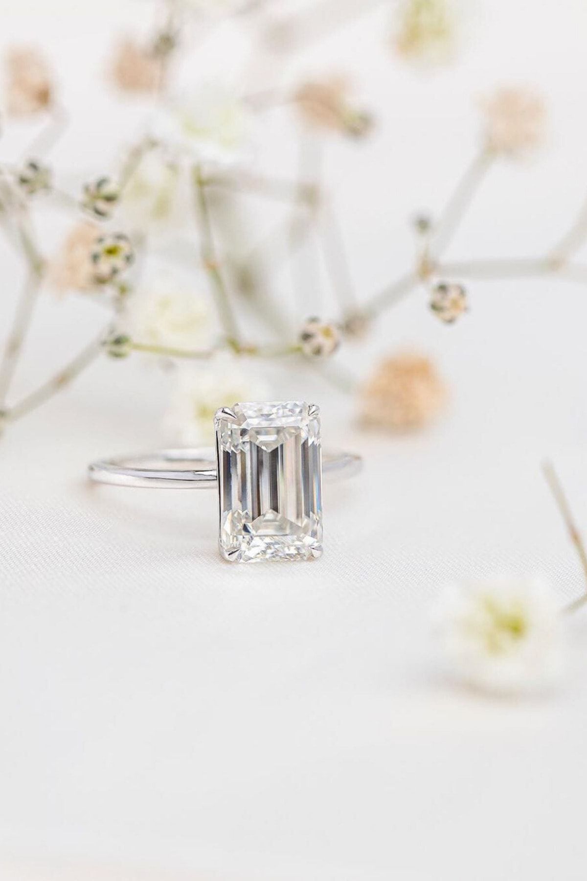 Crystal Diamond Zirconia Labaratuvar Pırlantası 3 Carat Baget Tektaş Yüzük