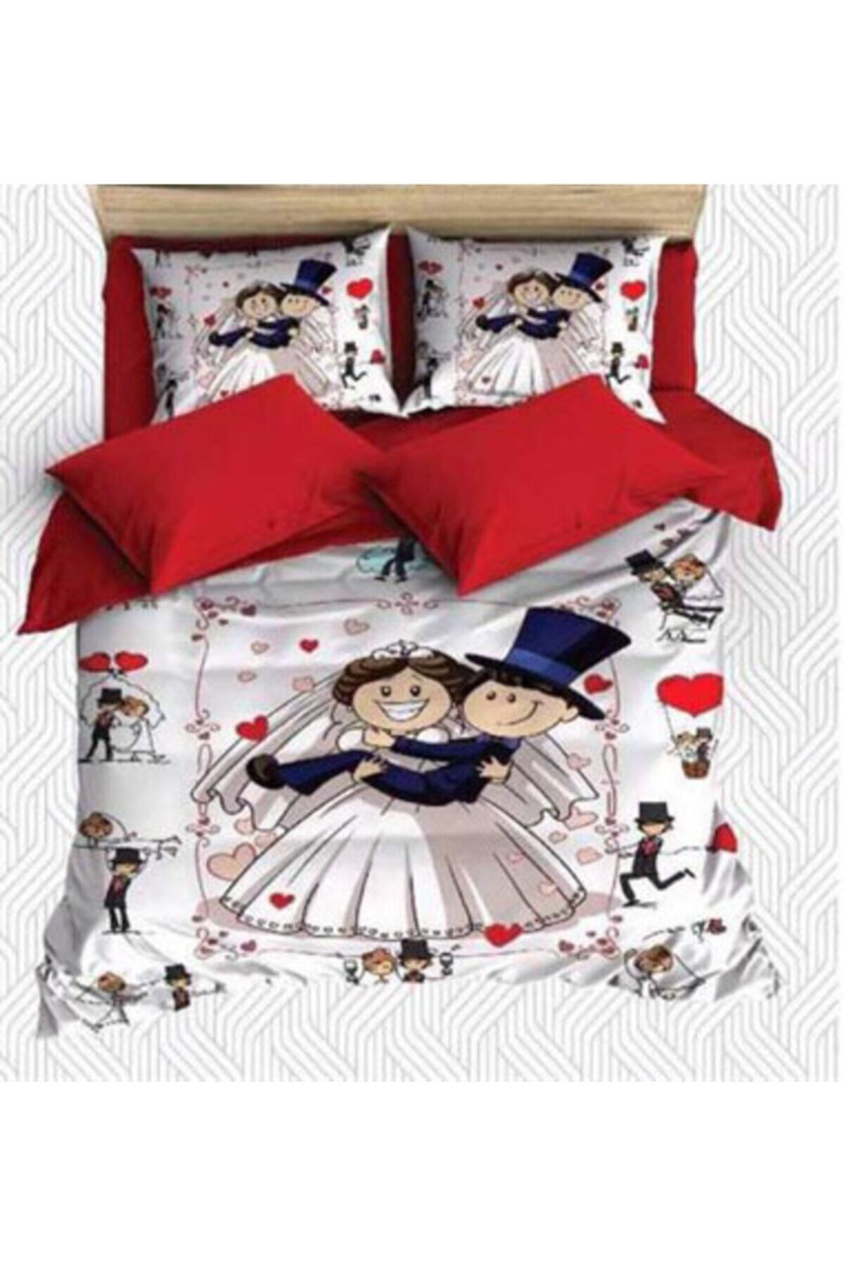 Alaca 3d Cift Kisilik Nevresim Takimi Gelin Damat Fiyati Yorumlari Trendyol