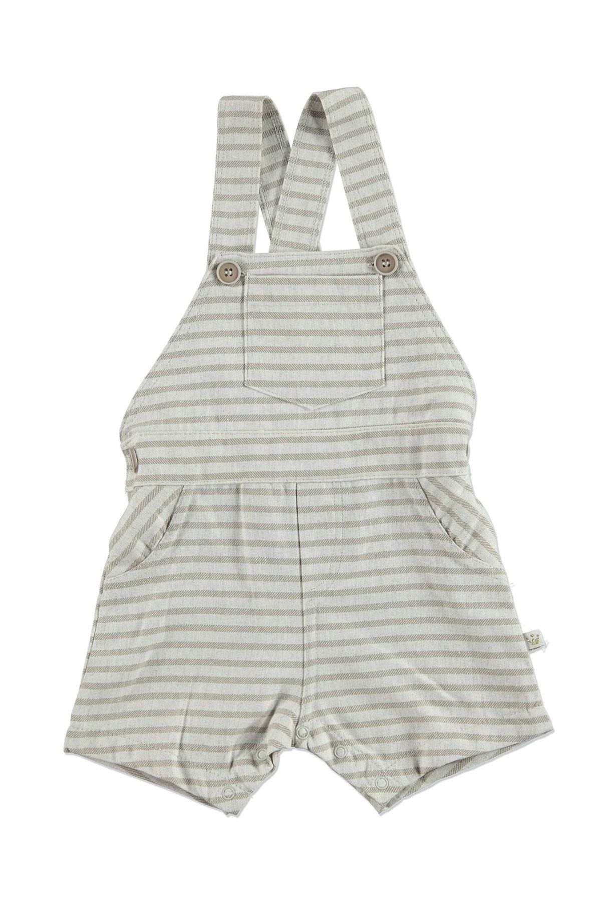 For My Baby Yaz Erkek Bebek Kahverengi Çizgili Poplin Salopet