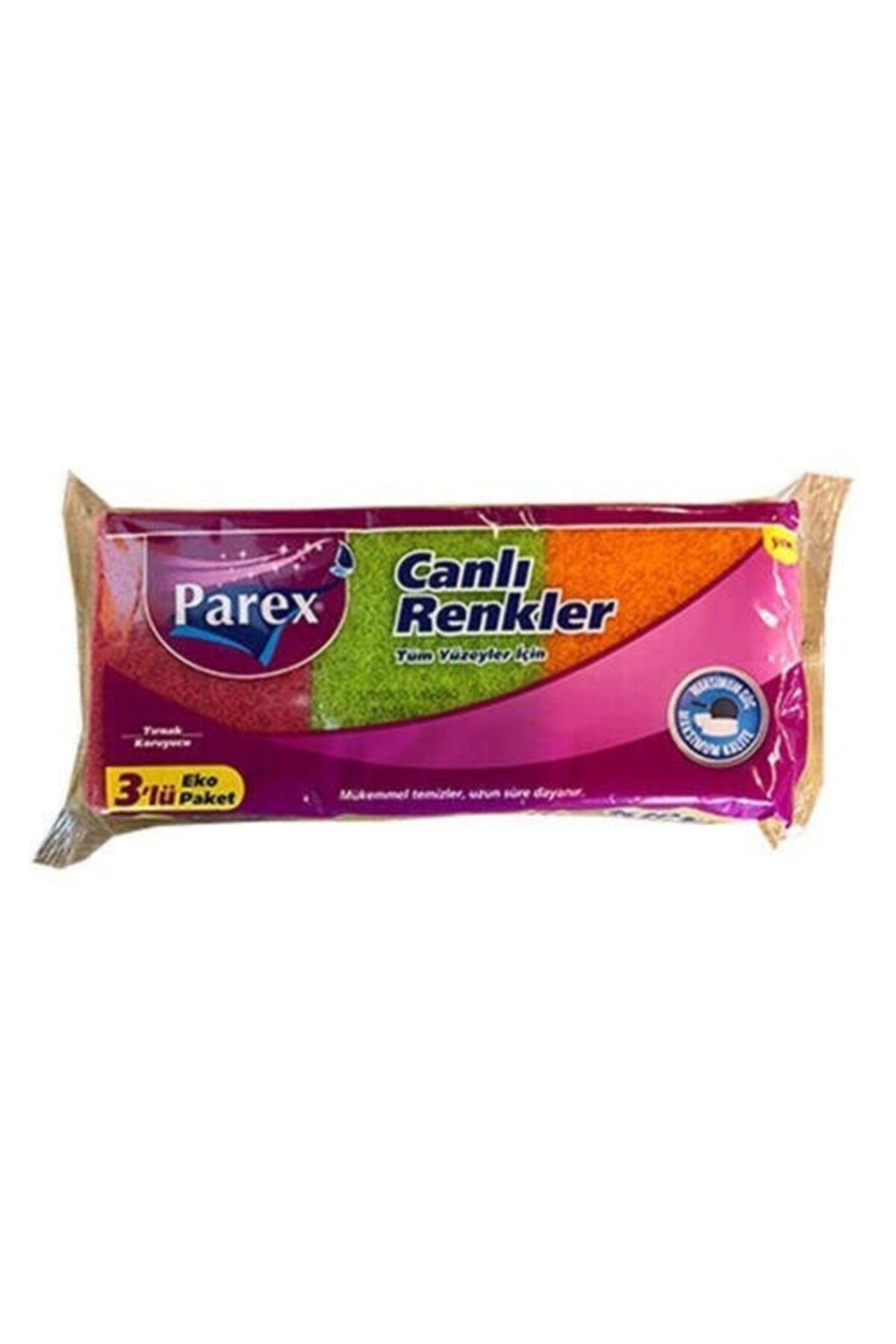 Parex Canlı Renkler Oluklu Sünger 3'Lü