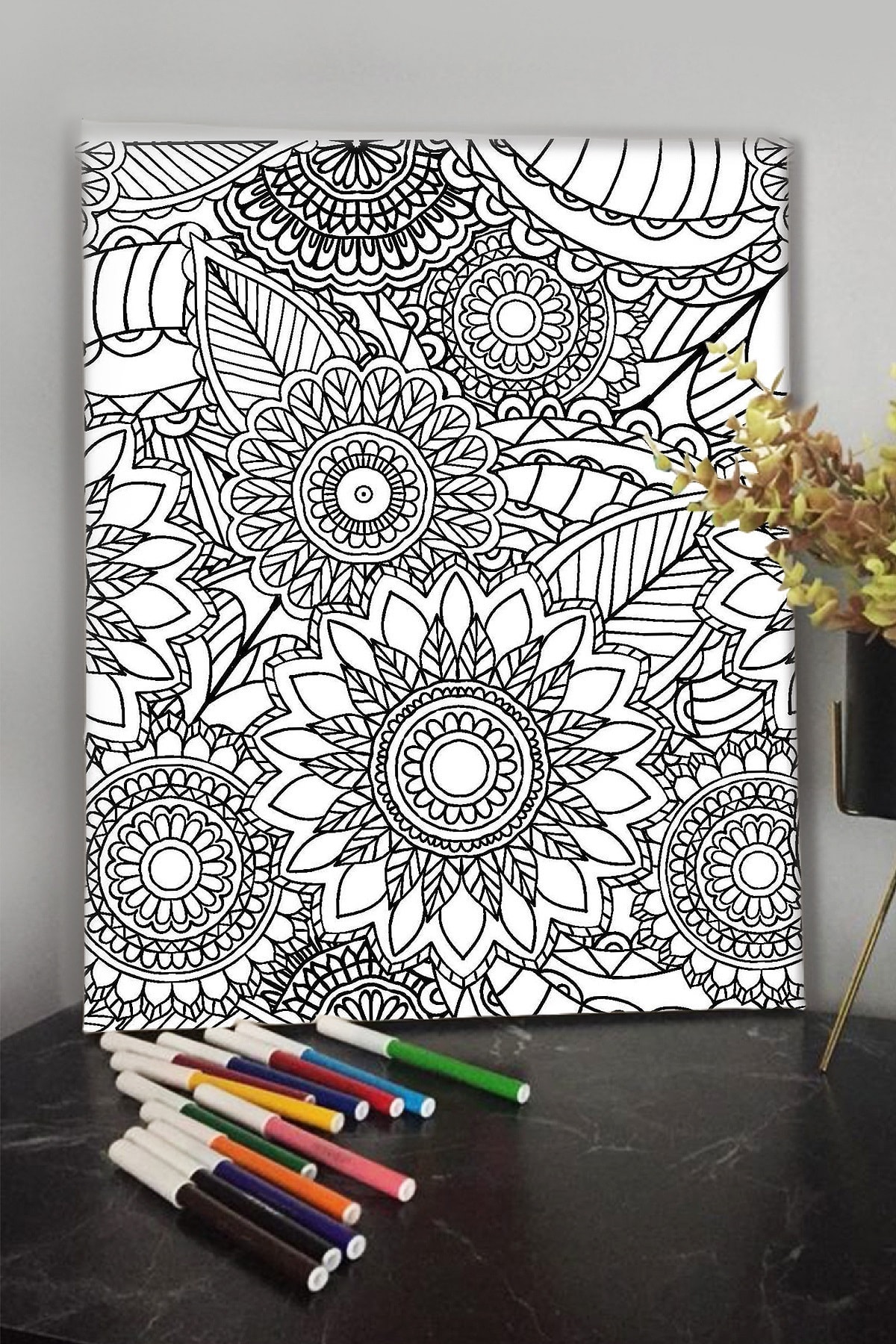 KanvasSepeti Desen 2 40x30cm Çocuklar Için Özel Boyanabilir Tablo Tuval Mandala Kalem Hediyesi Yoktur.