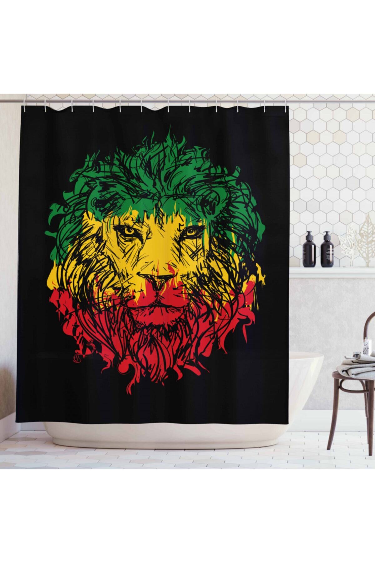 Orange Venue Hayvan Deseni Duş Perdesi Sanatsal Kıvrımlar