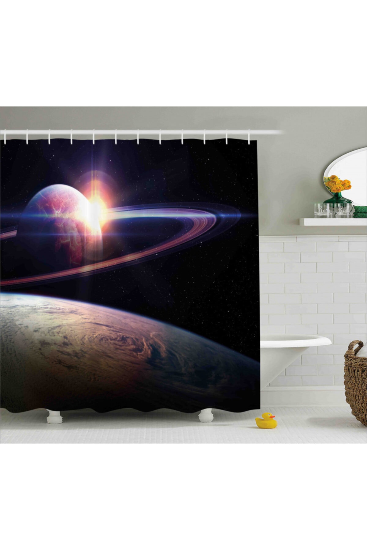 Orange Venue Gökyüzü Duş Perdesi Uzayda Gün Doğumu