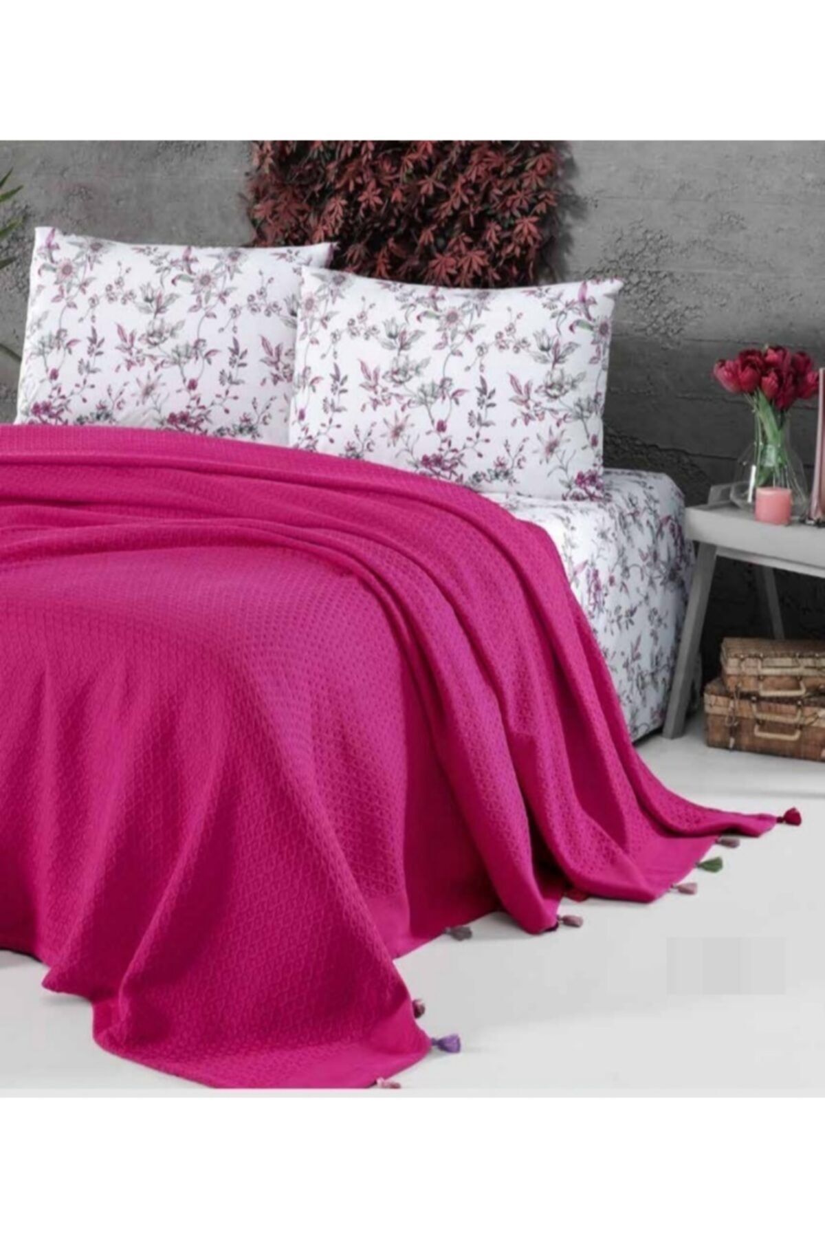 NewBrideHome Deluxe Fuşya Pike Takımı