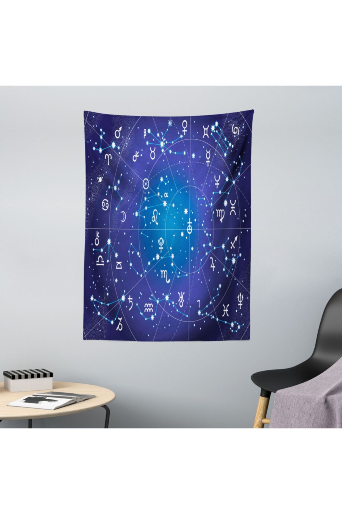 Rengirenk Astrolojik Mikrofiber Duvar Halısı Burçlar Temalı