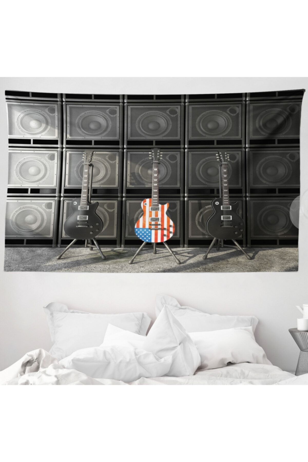 Rengirenk Müzik Mikrofiber Geniş Duvar Halısı Hoparlör Ve Gitar